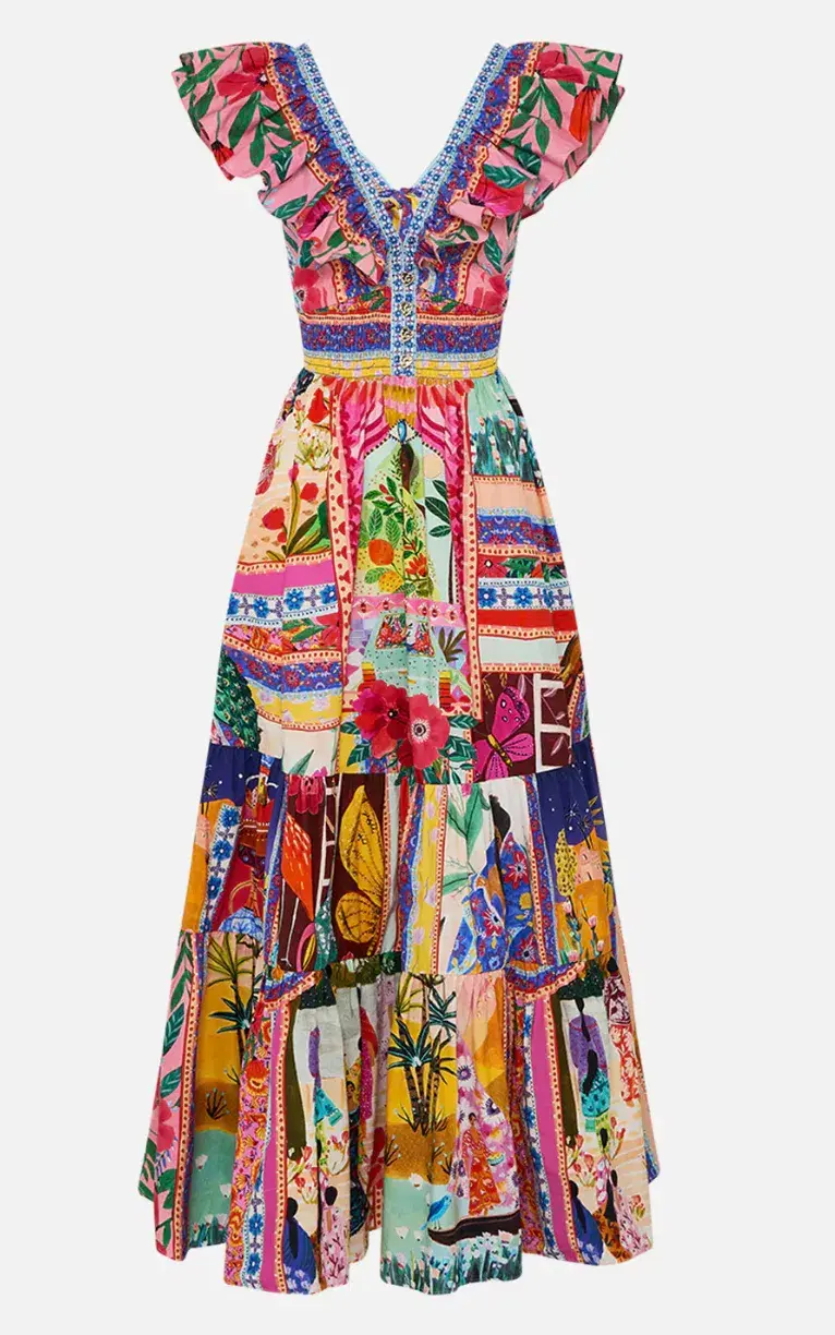 Camilla Tiered Dress with Neck Frill Roeqiyas Realm size L / AU 14 for rent on The Volte - main image