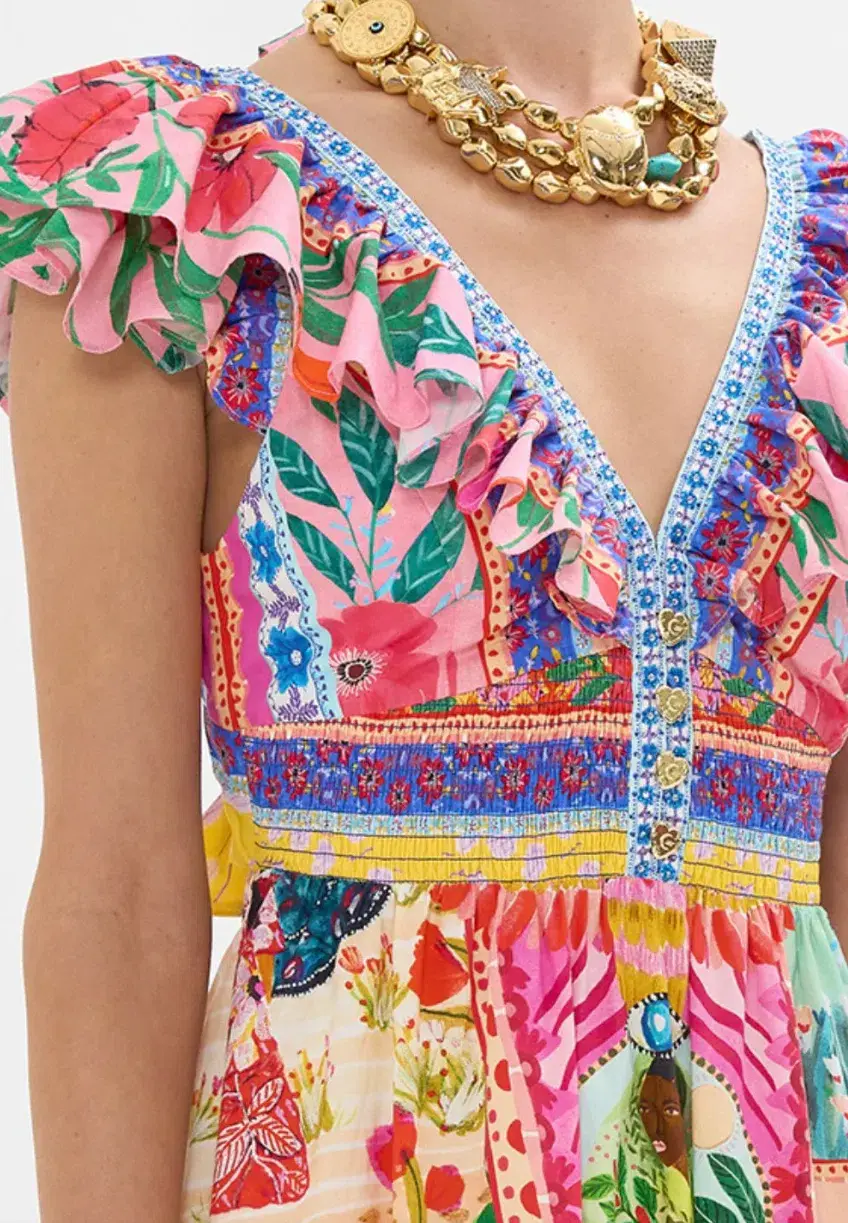 Camilla Tiered Dress with Neck Frill Roeqiyas Realm size L / AU 14 for rent on The Volte - main image