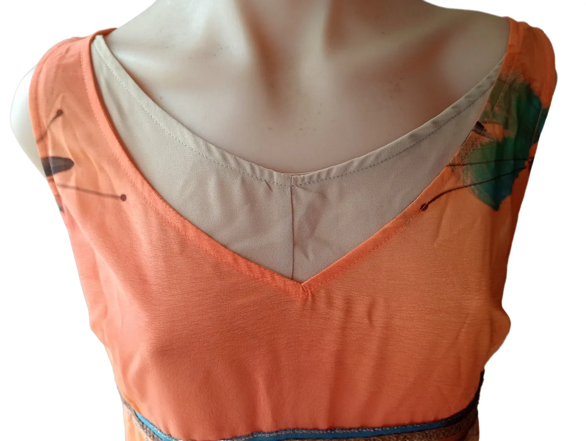 Veronika Maine Sheer Mini Dress Orange Size 12 - Image 4