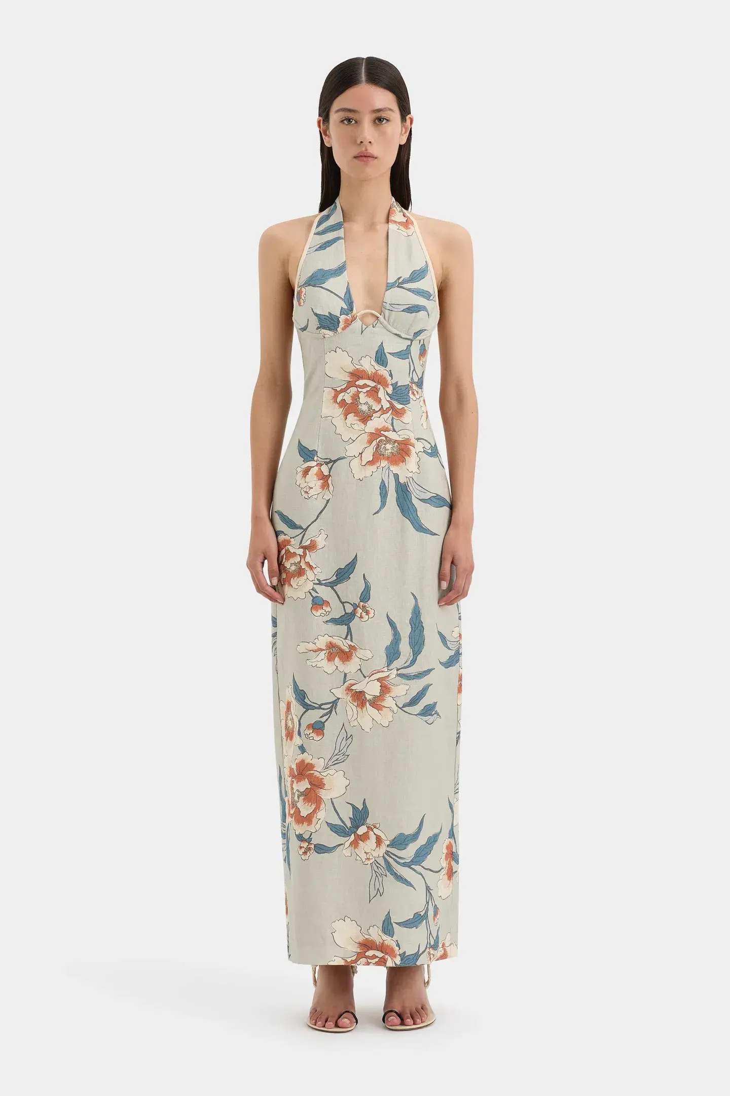 Sir The Label Roisin Halter Midi Dress Bloom Floral Size 2 / AU 10 - Image 1