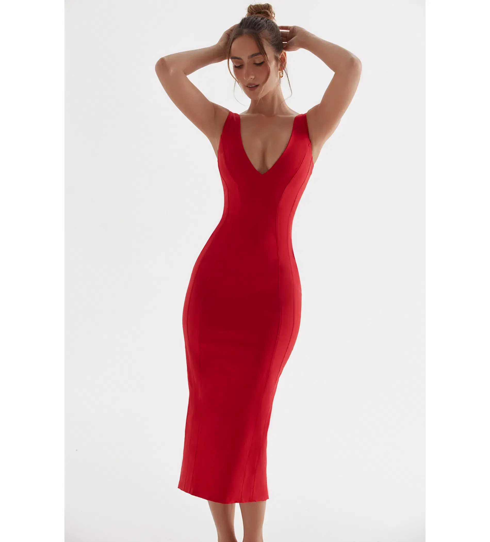 House Of Cb Cece Midi Dress Red Size S / Size Au 8 - Image 3