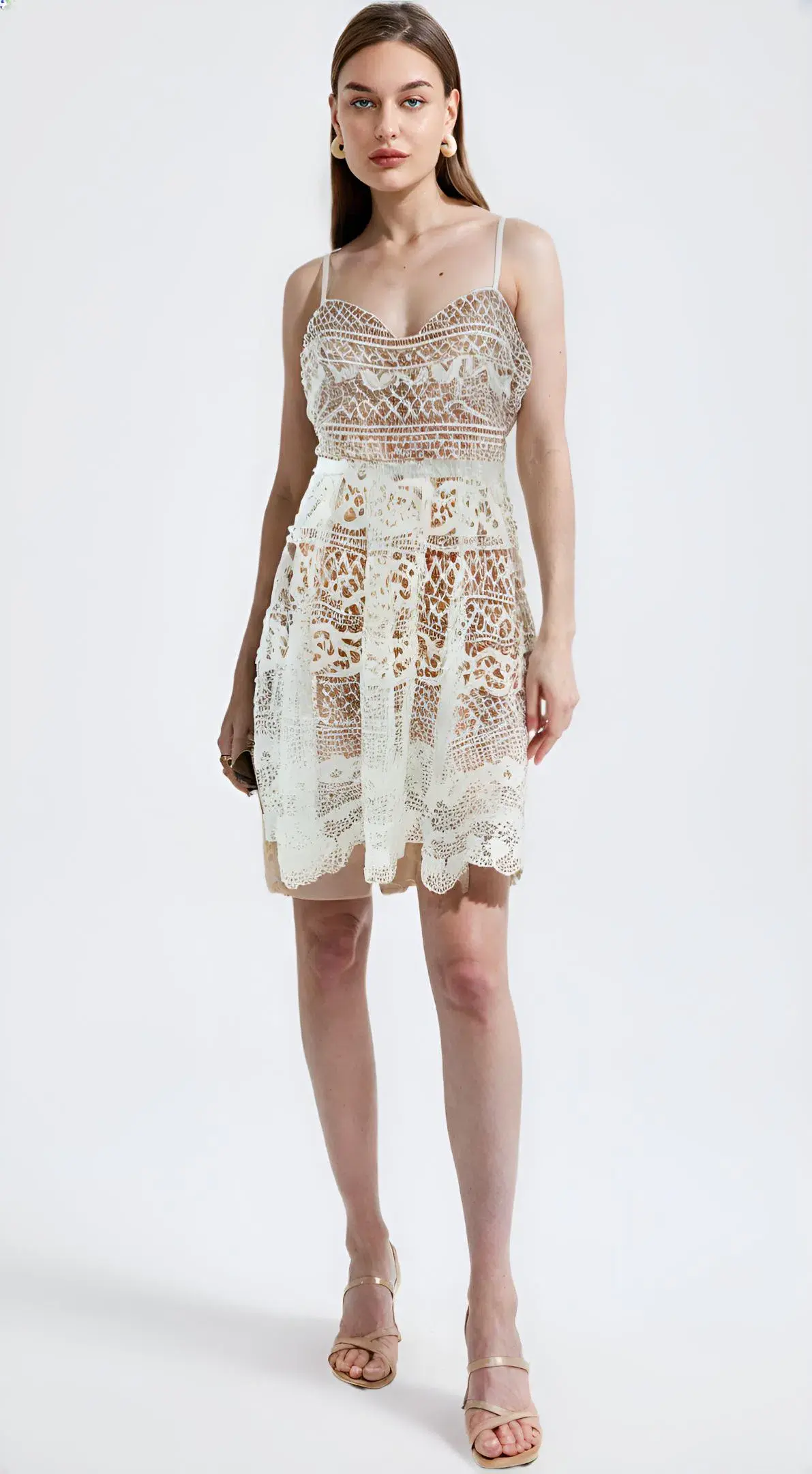 Wayne Cooper White Lace Dress White Size AU 14 - Image 1