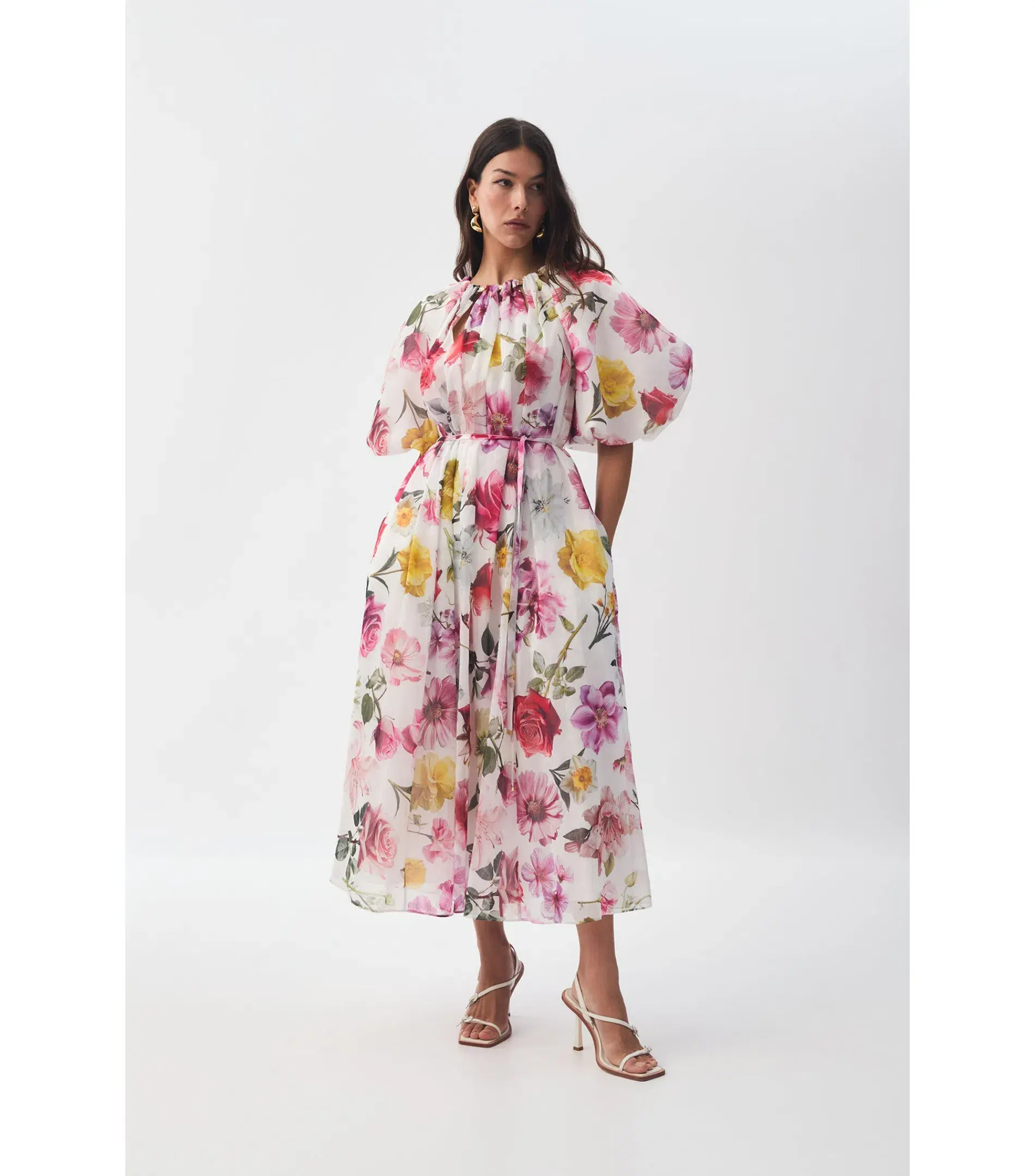 Aje Fleur Midi Dress in Collage Floral Size AU 8 - Image 1