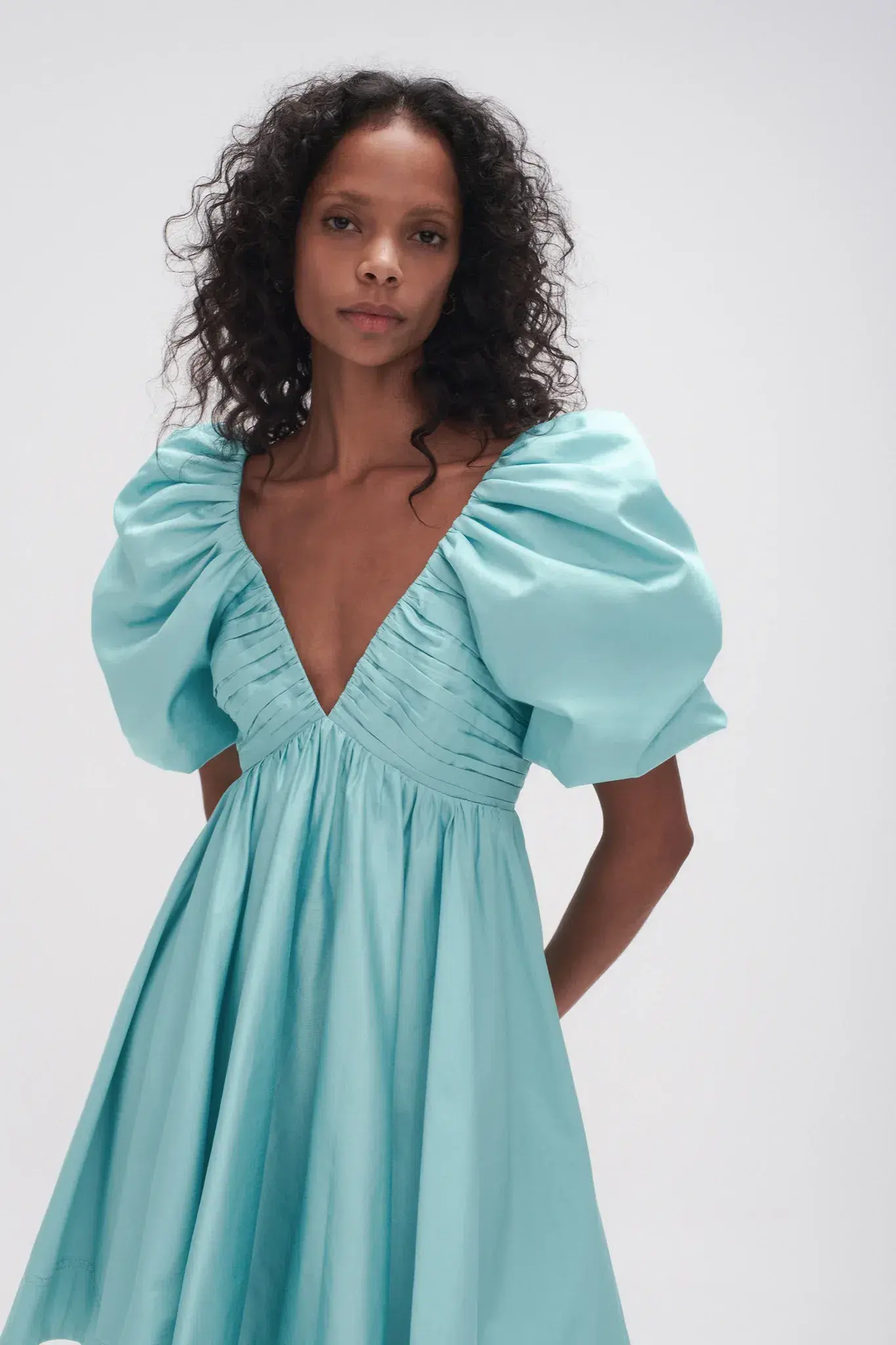 AJE Gabrielle Plunge Mini Dress Spearmint Blue Size 16 - Image 4