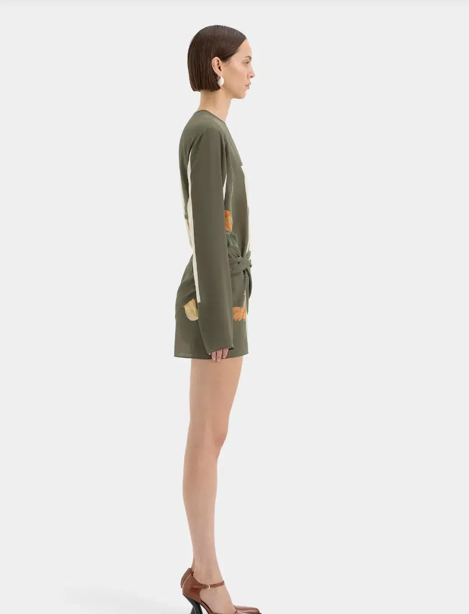Constance Twist Mini Dress Green Size 8 for rent on The Volte - main image