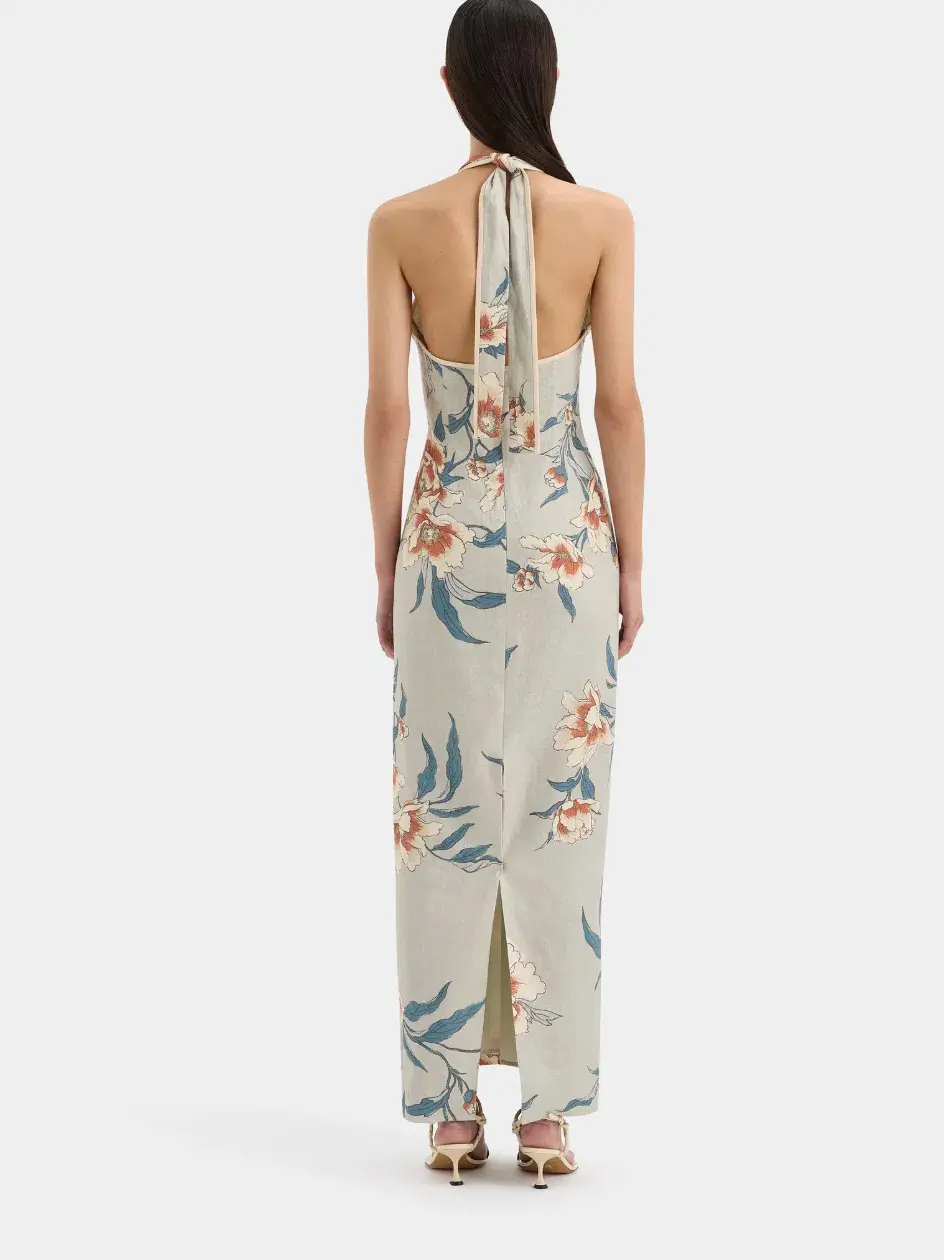 Roisin Halter Multi Floral Midi Dress Size 8 - Image 2