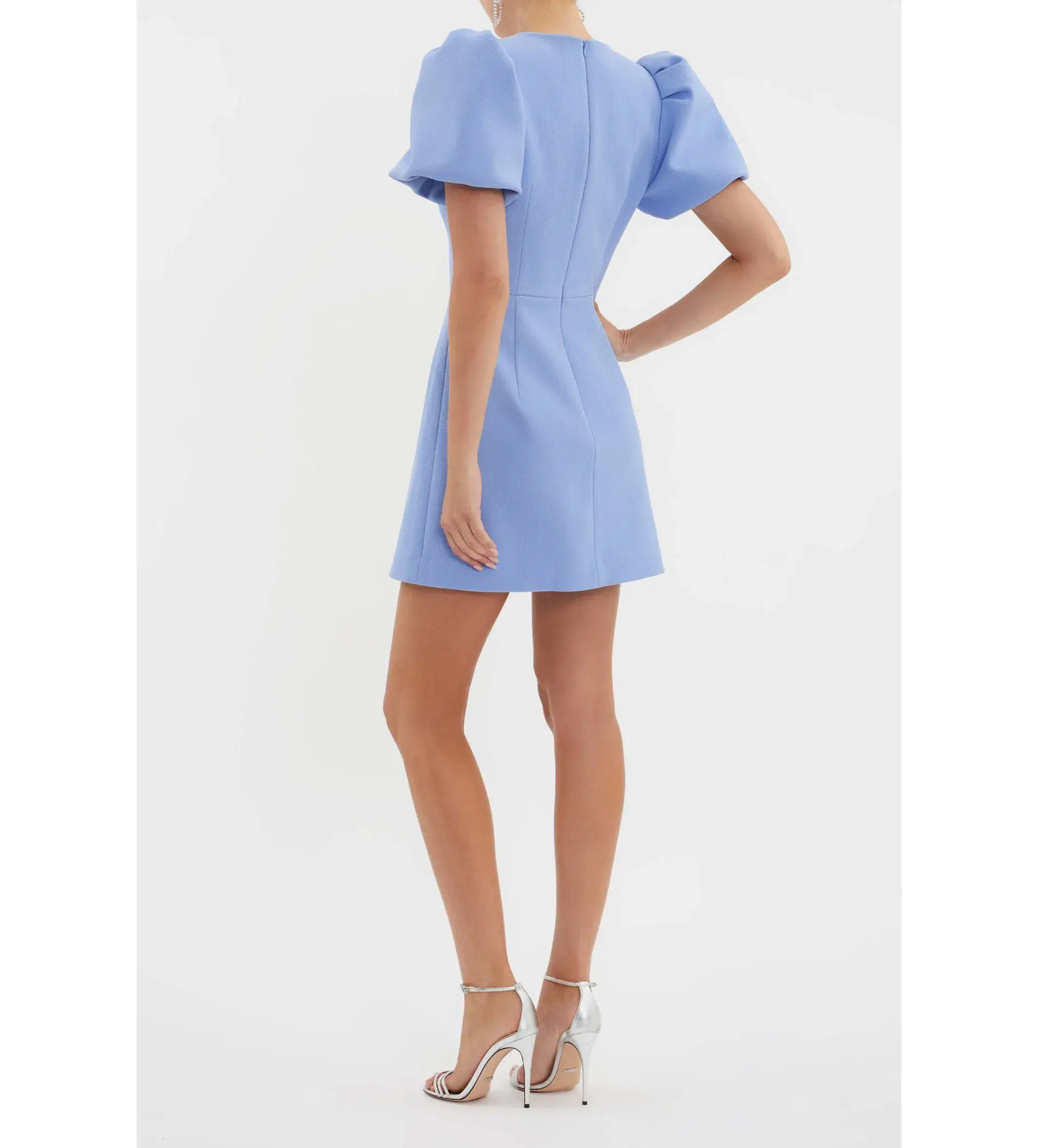 Rebecca Vallance Juliana Puff Sleeve Mini Dress Blue Size 14 - Image 2