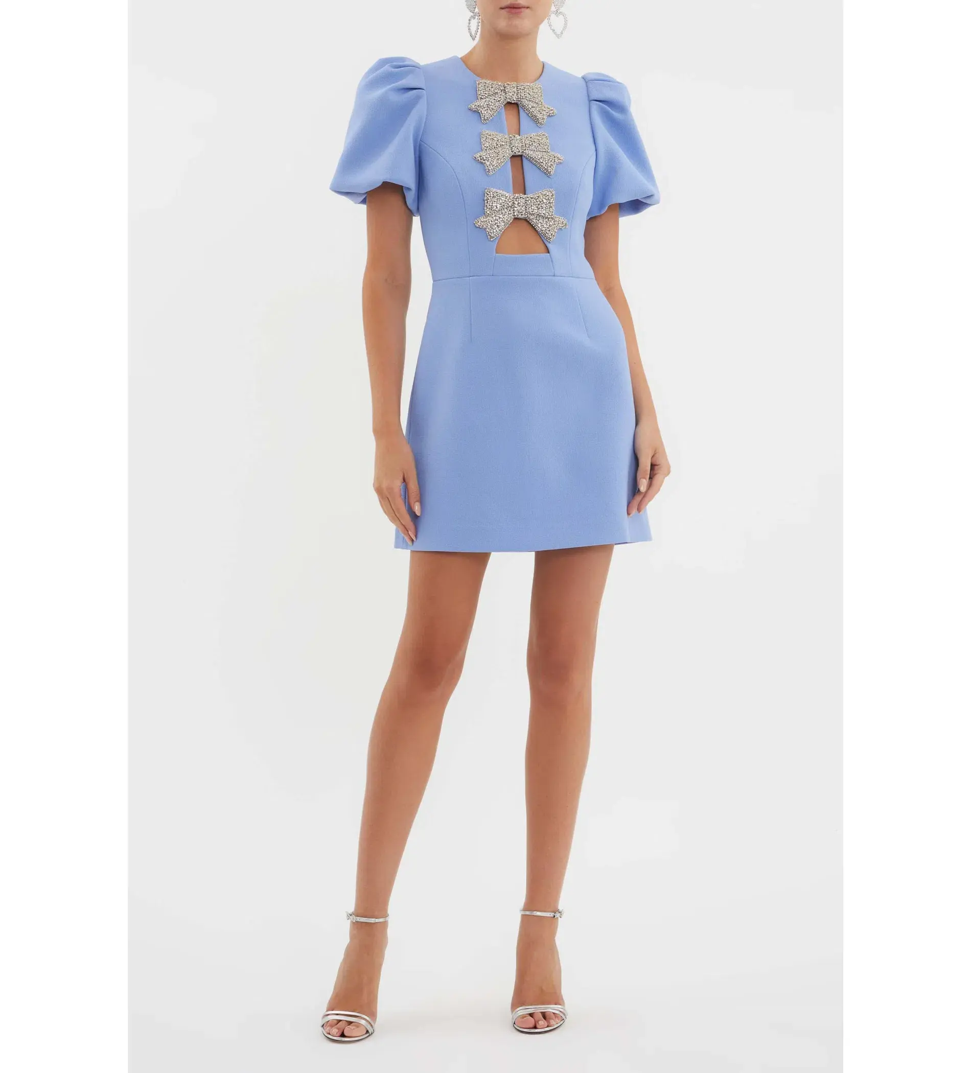 Rebecca Vallance Juliana Puff Sleeve Mini Dress Blue Size 14 - Image 1