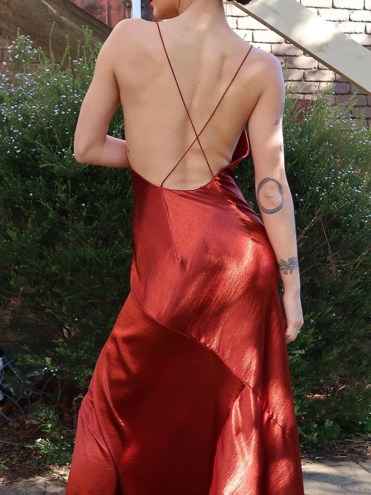 ONE FELL SWOOP MONICA MAXI SLIP DRESS IN SPICE Red Size 6 - Image 3