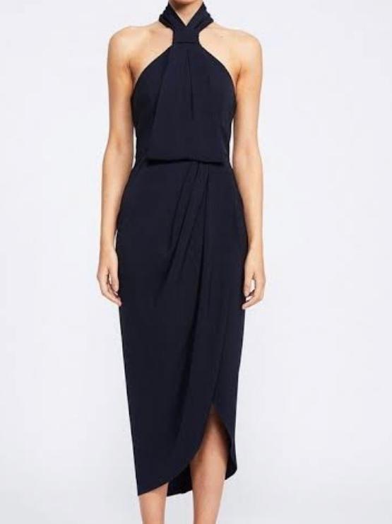 Shona Joy core knot draped dress navy Size 8 - Image 1