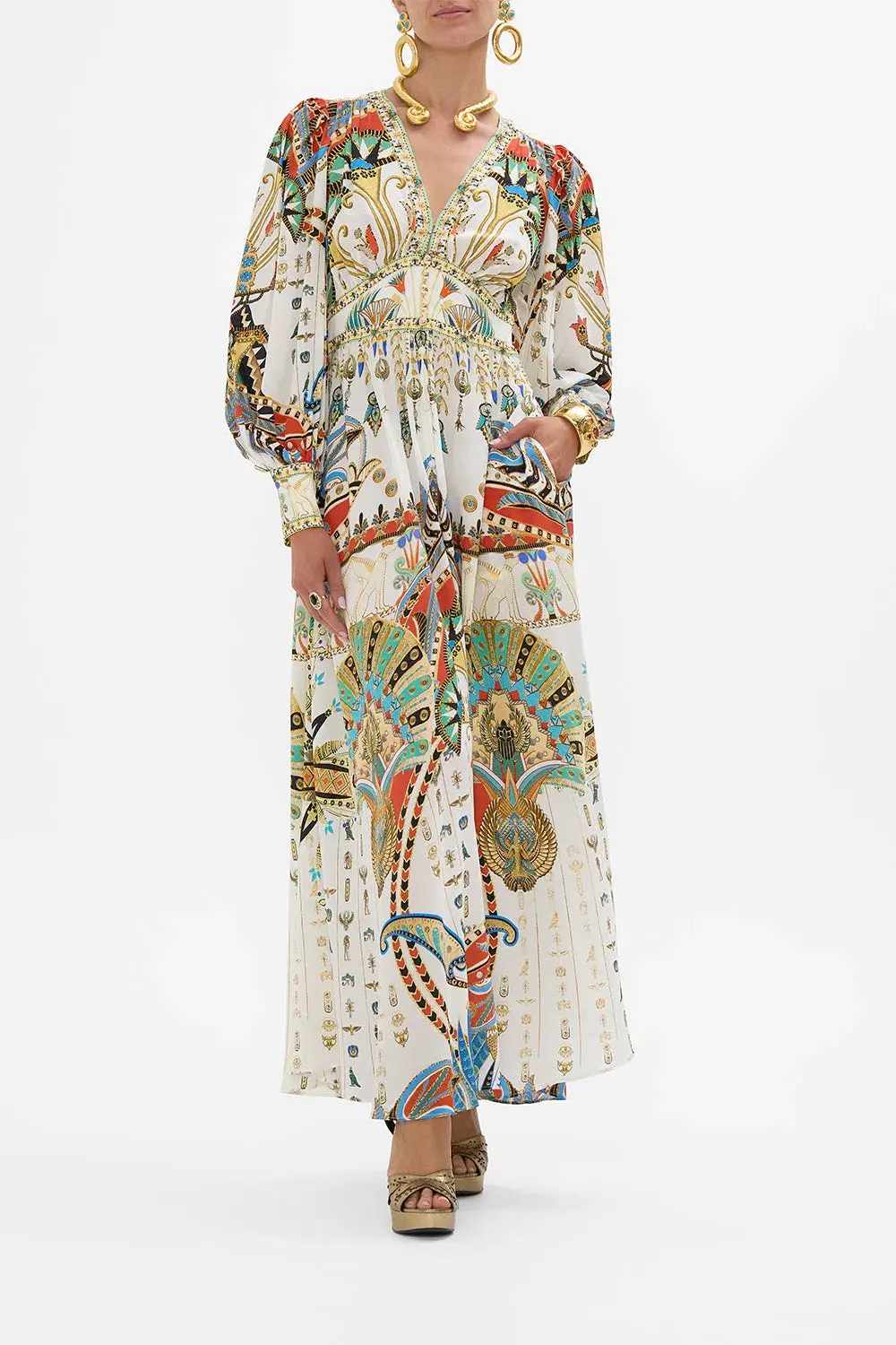Camilla Valley of the Queens Shaped Waistband Dress with Gathered Sleeves Size M / AU 12 - Image 1