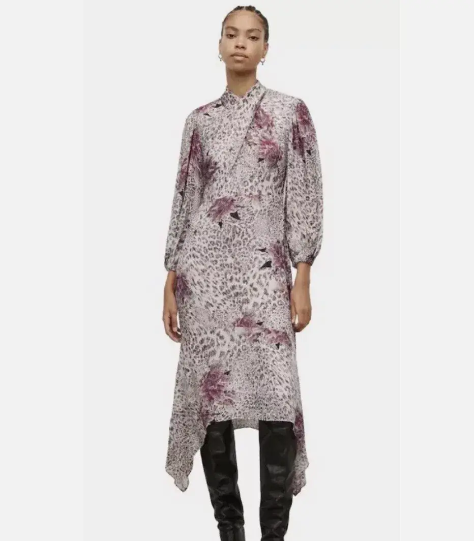 All Saints Adelaide Floral Long Sleeve Midi Dress Print Size 16 - Image 1