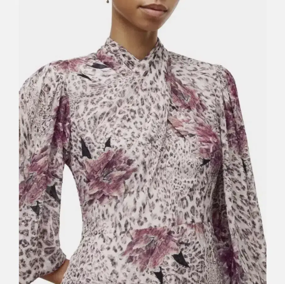 All Saints Adelaide Floral Long Sleeve Midi Dress Print Size 16 for rent on The Volte - main image