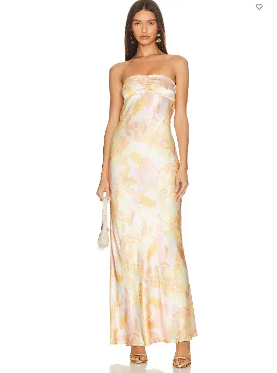Bec + Bridge Indi Strapless Maxi Dress in Floral Haze Size AU 12  for rent on The Volte - main image
