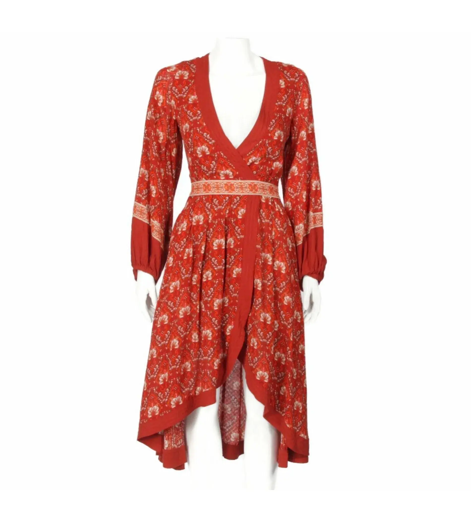 Spell & The Gypsy Midi Jewel Soiree Dress Swing Red Floral Size XS AU 6 - Image 2