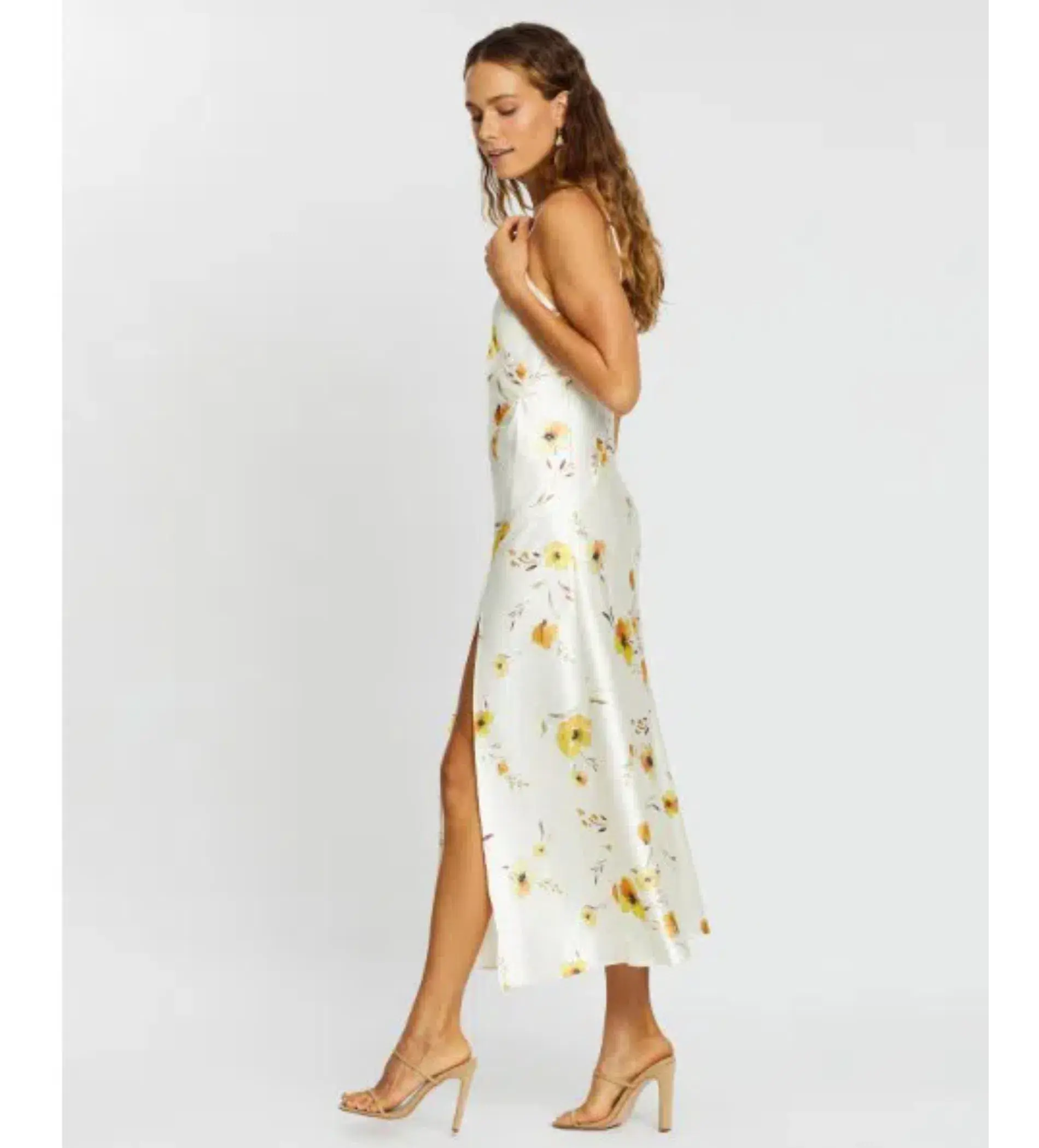 Bec and Bridge Colette Wrap Midi Dress Orange/Yellow Floral Print Size AU 14 - Image 2