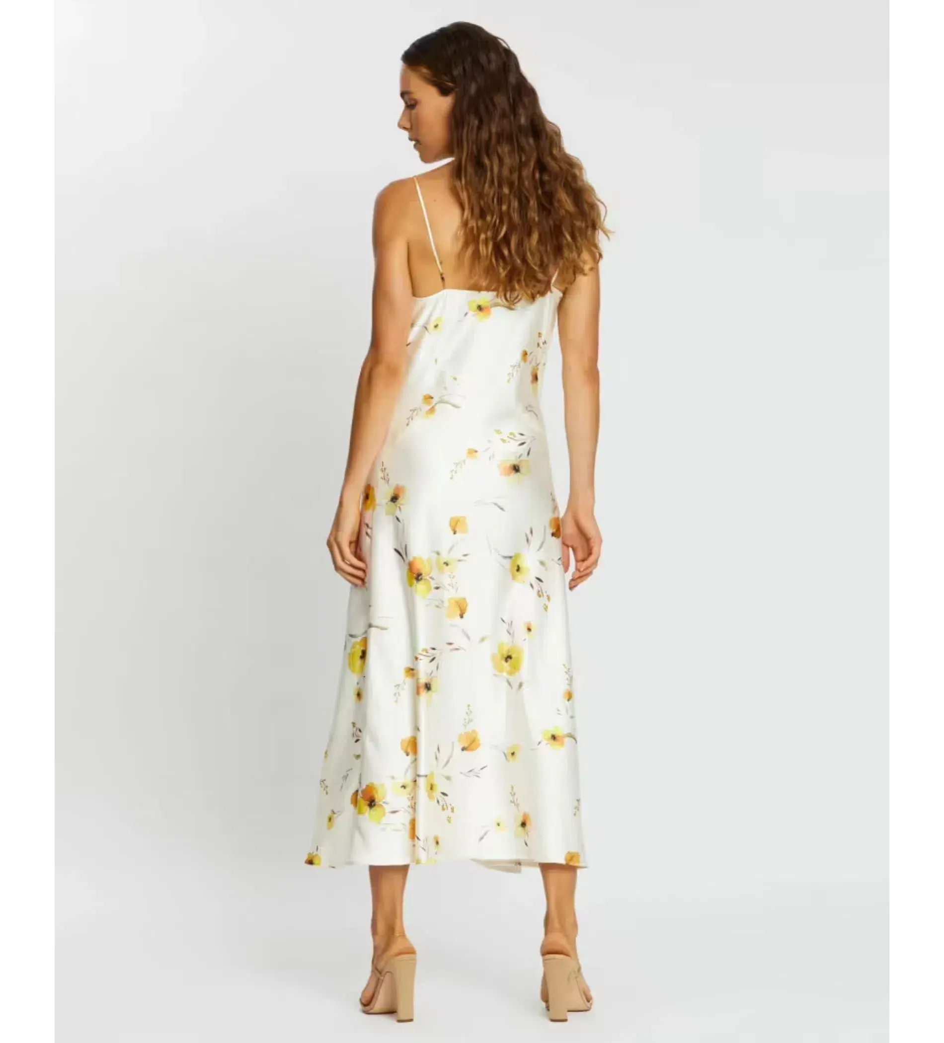 Bec and Bridge Colette Wrap Midi Dress Orange/Yellow Floral Print Size AU 14 - Image 3