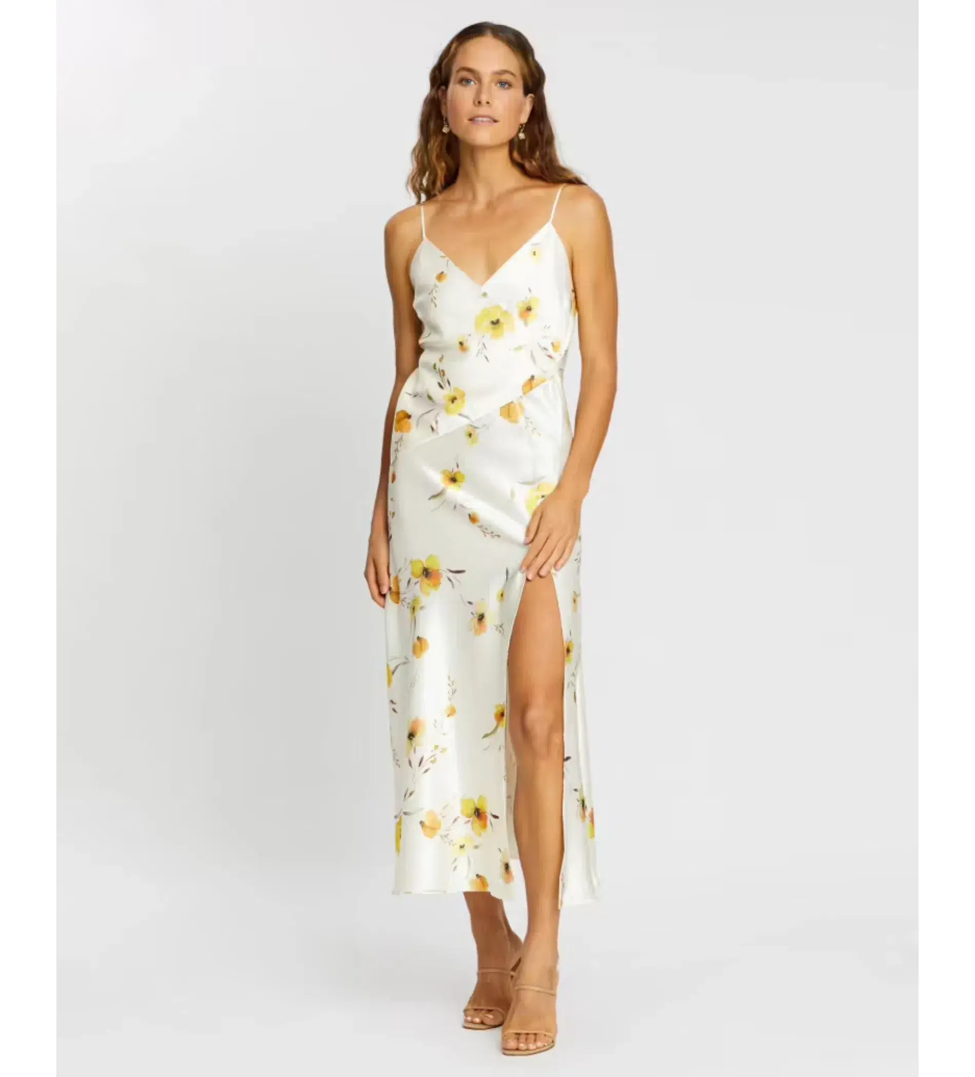 Bec and Bridge Colette Wrap Midi Dress Orange/Yellow Floral Print Size AU 14 - Image 1