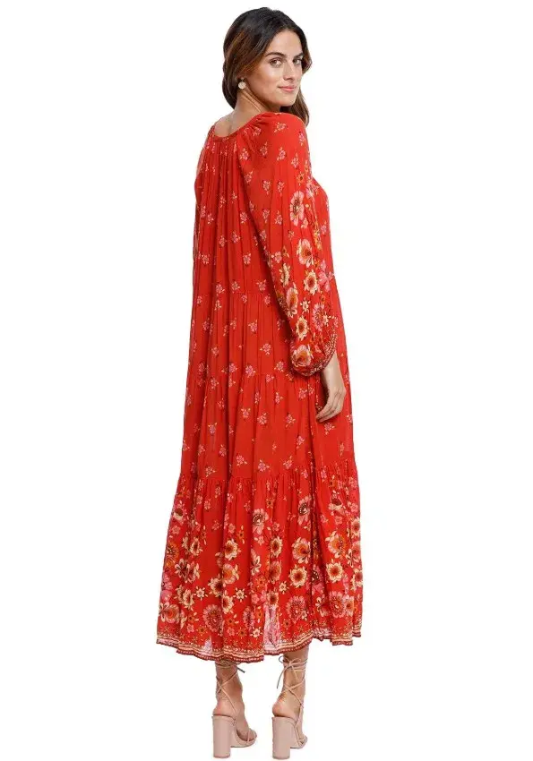 Spell & The Gypsy Joni Gown Oversized Red Size Medium Au 10 - Image 3