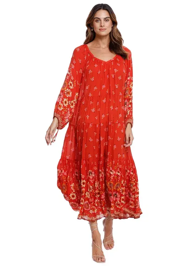 Spell & The Gypsy Joni Gown Oversized Red Size Medium Au 10 - Image 1