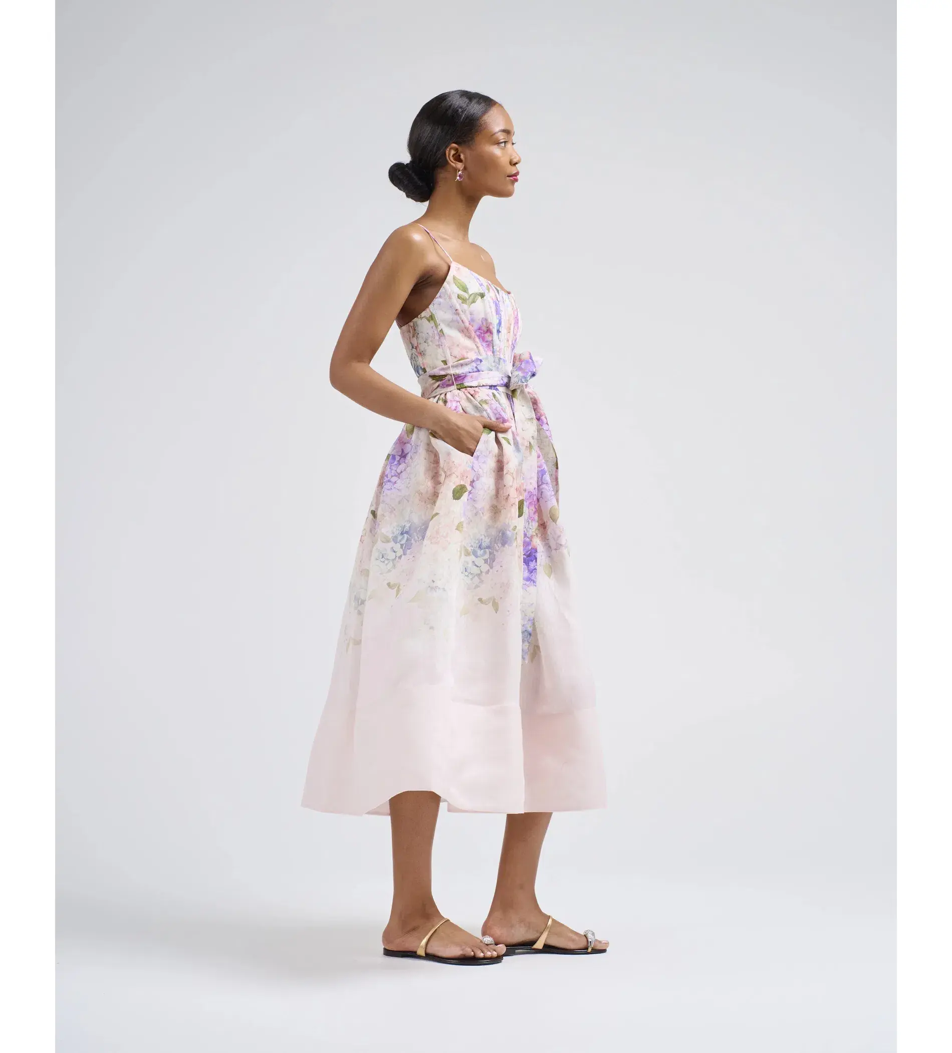 Zimmermann Dawning Corset Midi Dress Multi Hydrangea Size 1/AU 10 - Image 2