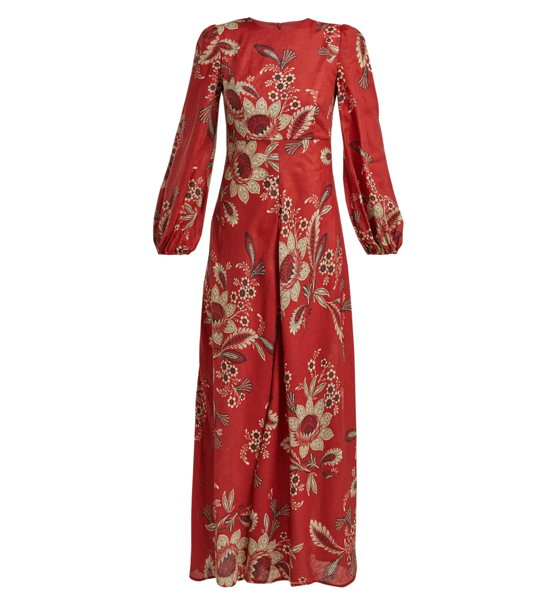 Zimmermann Juno Rosa Batik Linen Maxi Dress Red Floral Size 1 / AU 10 - Image 2