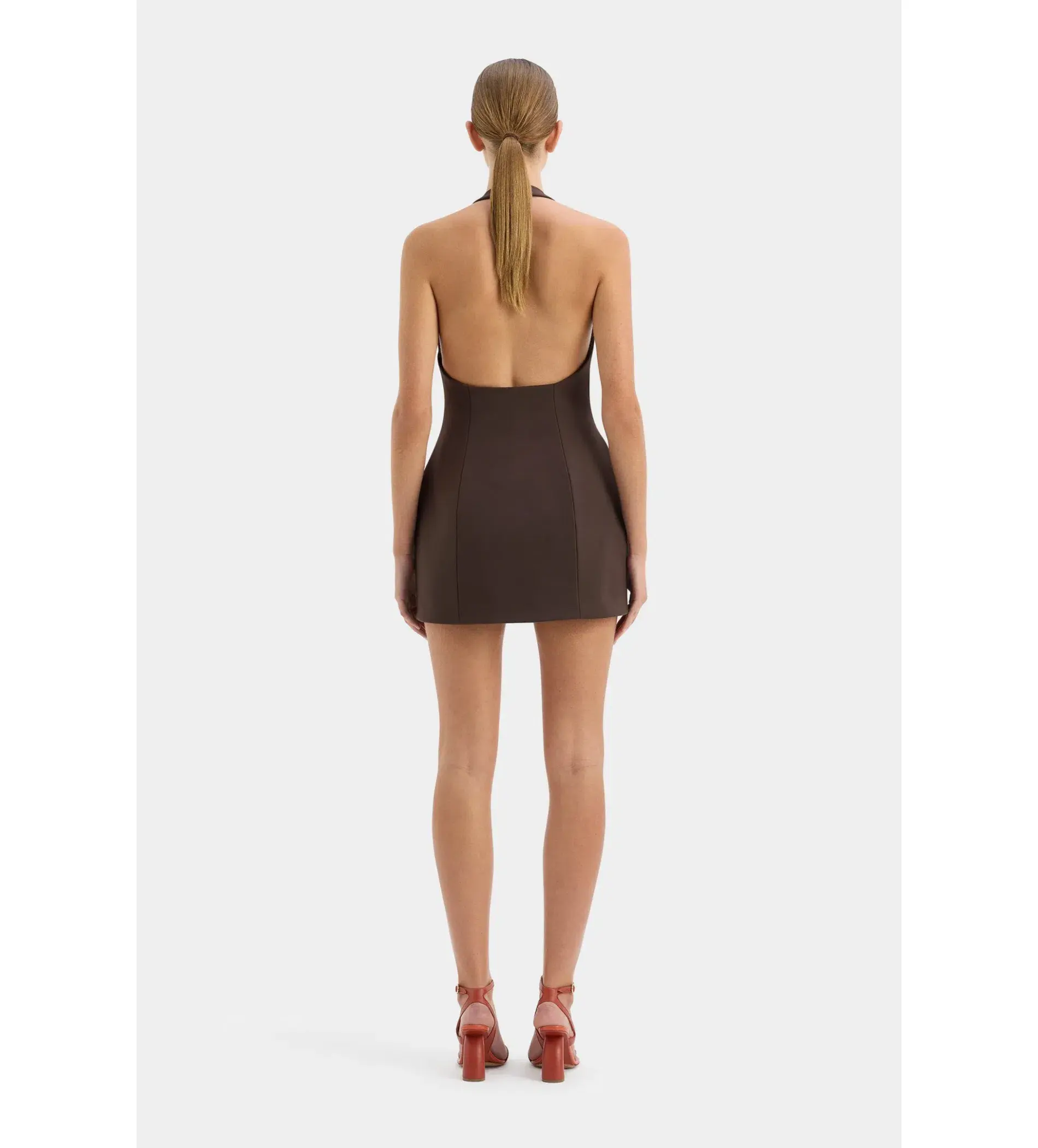 Sir the Label Sandrine Halter Mini Dress Chocolate Brown Size 0 / AU 6 - Image 3