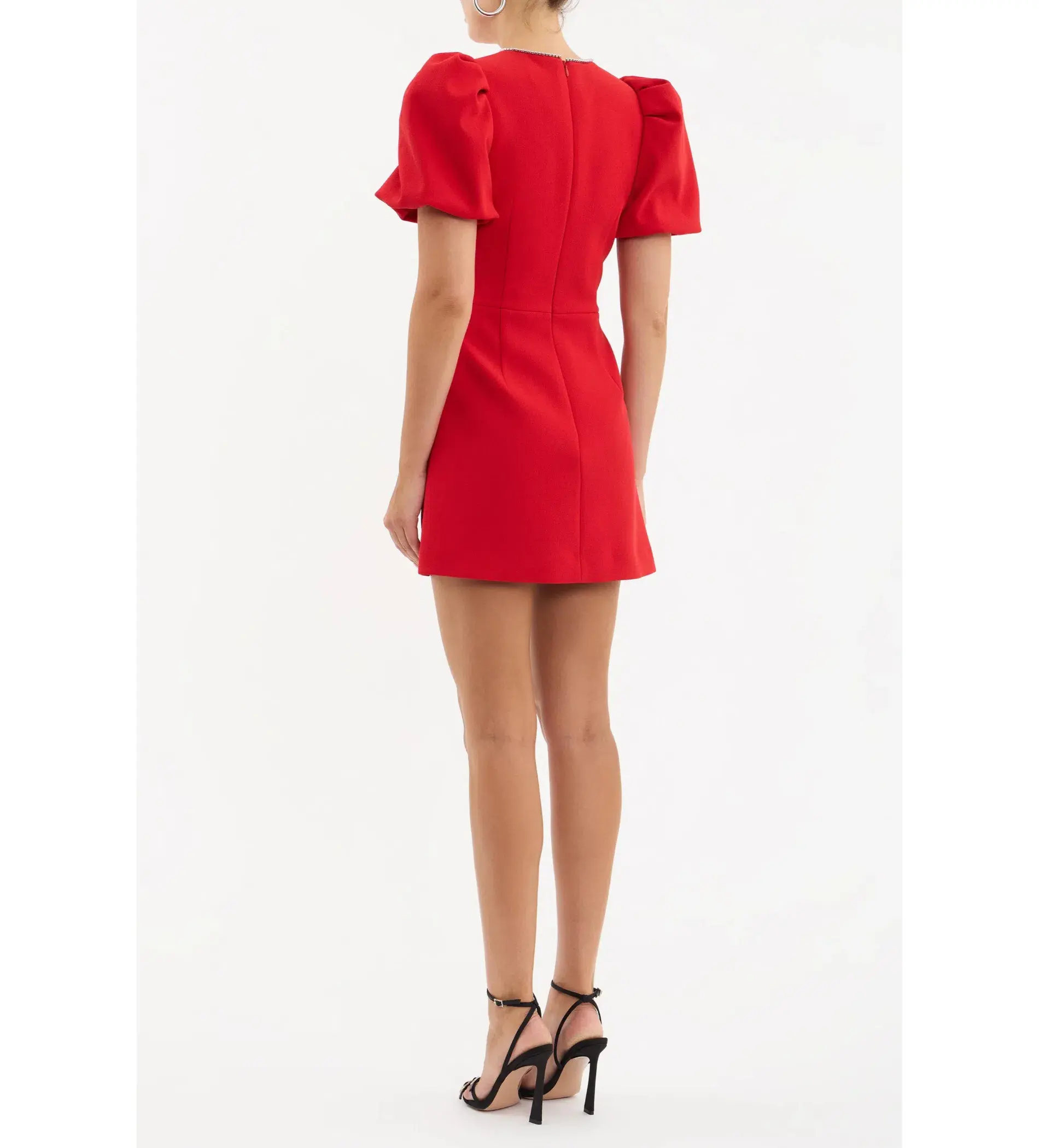 Rebecca Vallance Karina Puff Sleeve Mini Dress Red Size 6 - Image 3