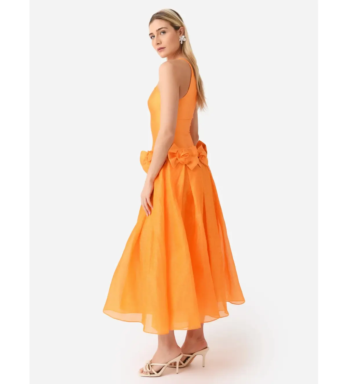 Alemais Macie One Shoulder Rosette Dress Saffron Size 10 - Image 2