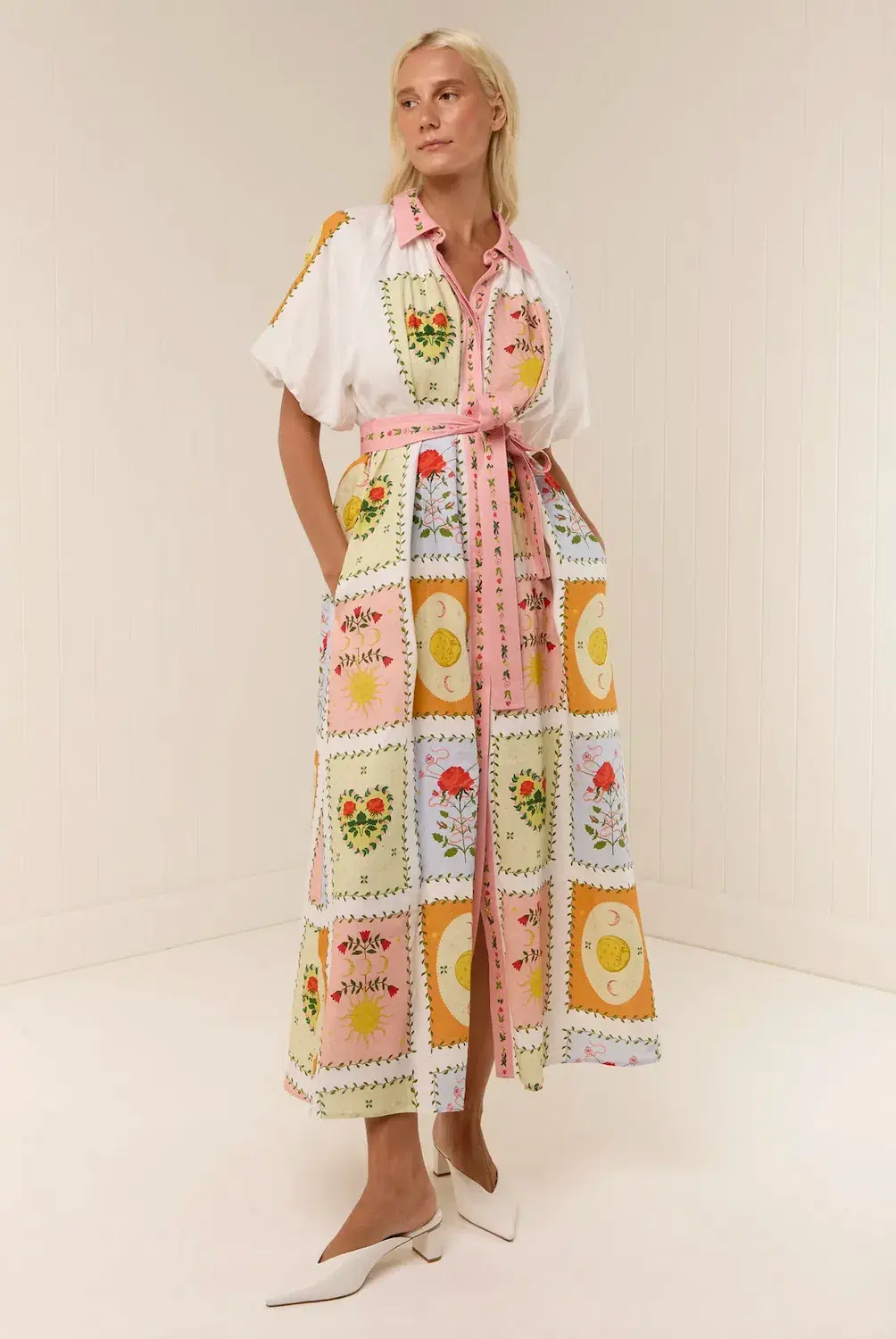 Palm Noosa Marla Midi Dress Siesta Tile Print Size 12 - Image 1