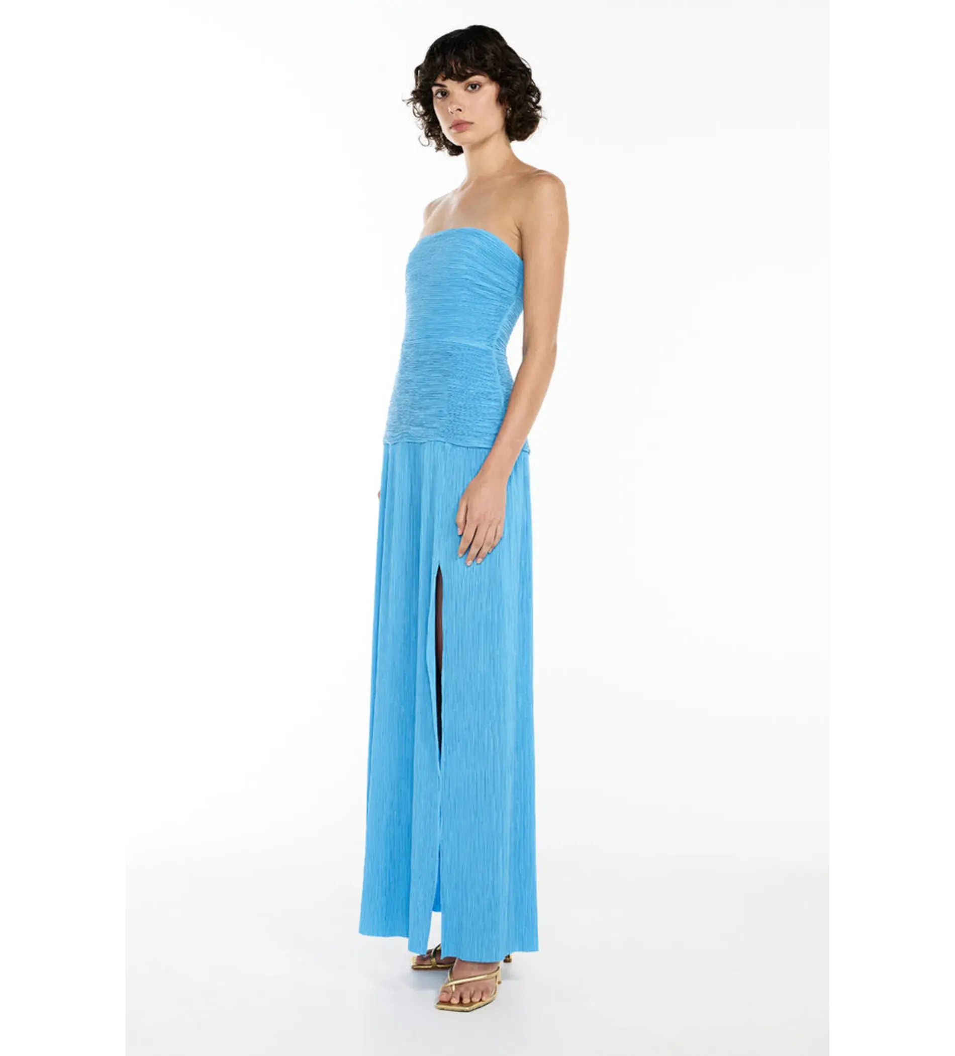Manning Cartell Double Time Pleat Strapless Dress in Cerulean Blue  Size AU 8  - Image 2