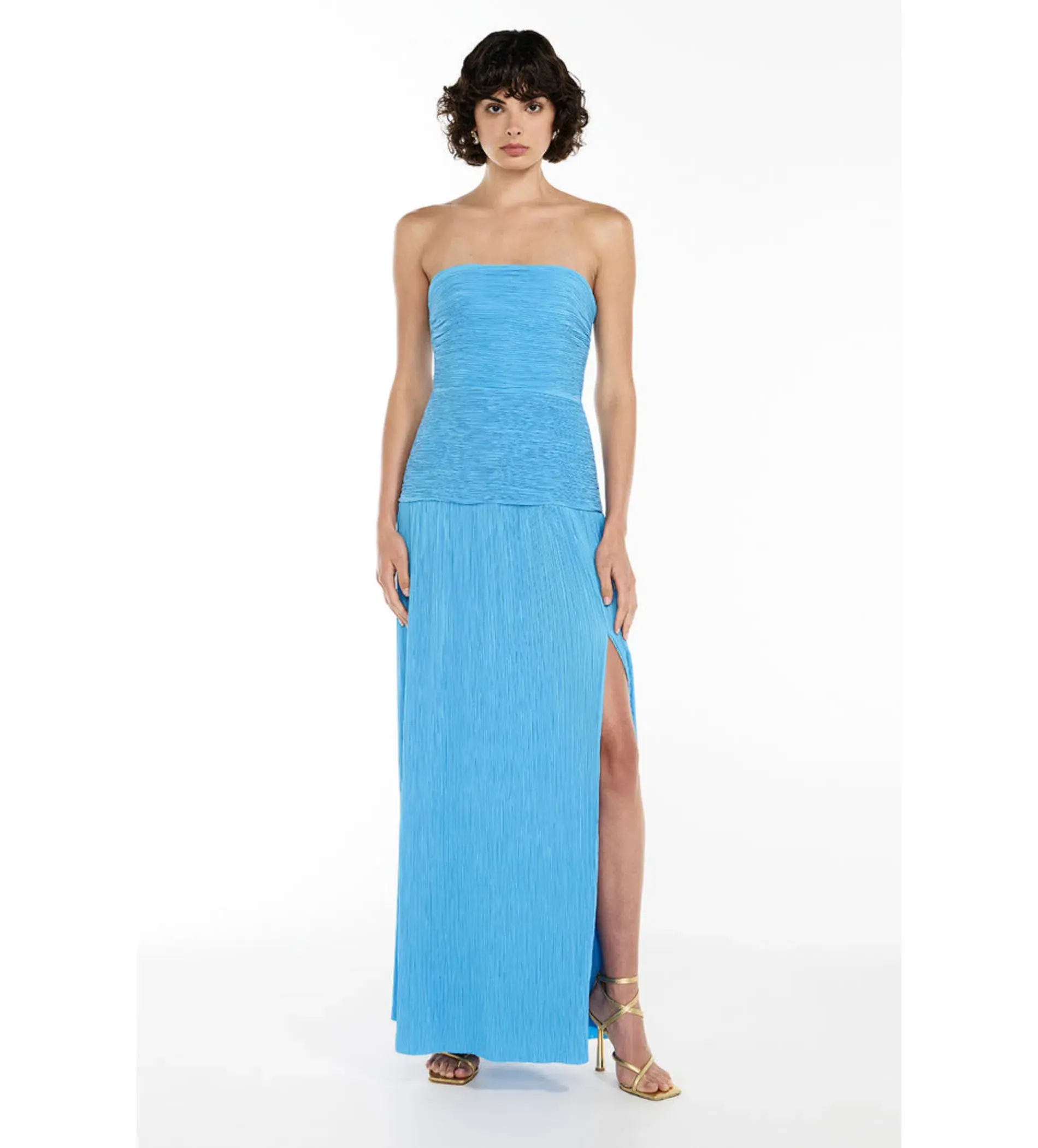 Manning Cartell Double Time Pleat Strapless Dress in Cerulean Blue  Size AU 8  - Image 1