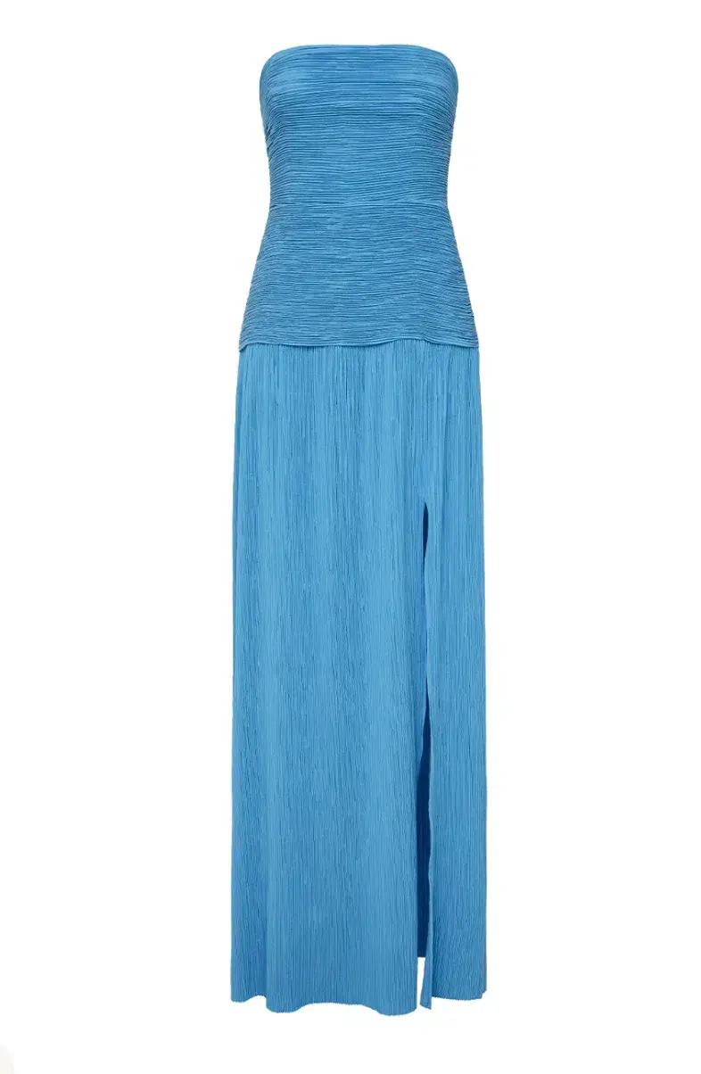 Manning Cartell Double Time Pleat Strapless Dress in Cerulean Blue  Size AU 8  - Image 4