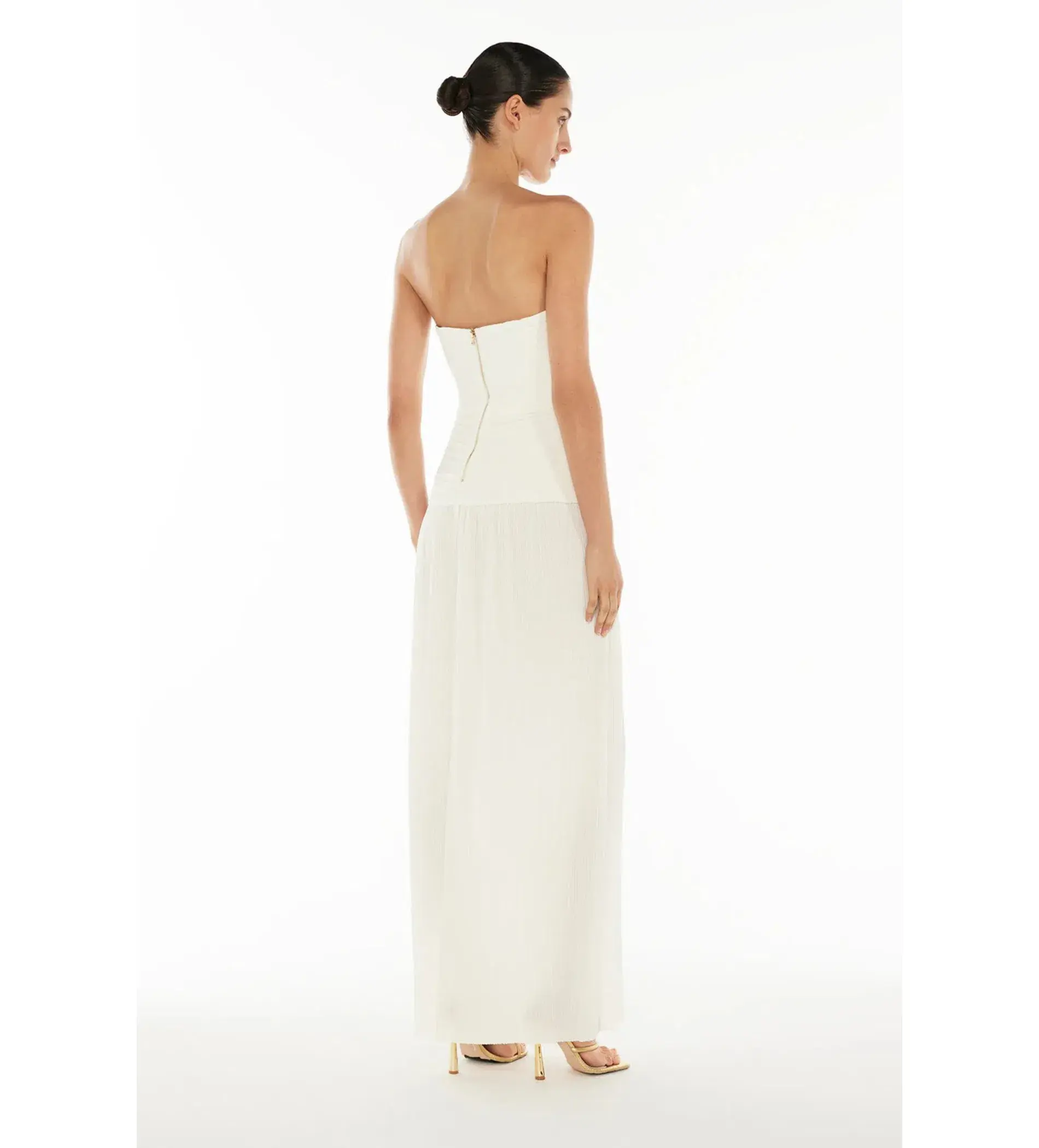 Manning Cartell Double Time Pleat Strapless Maxi Dress in White Size AU 6 - Image 4
