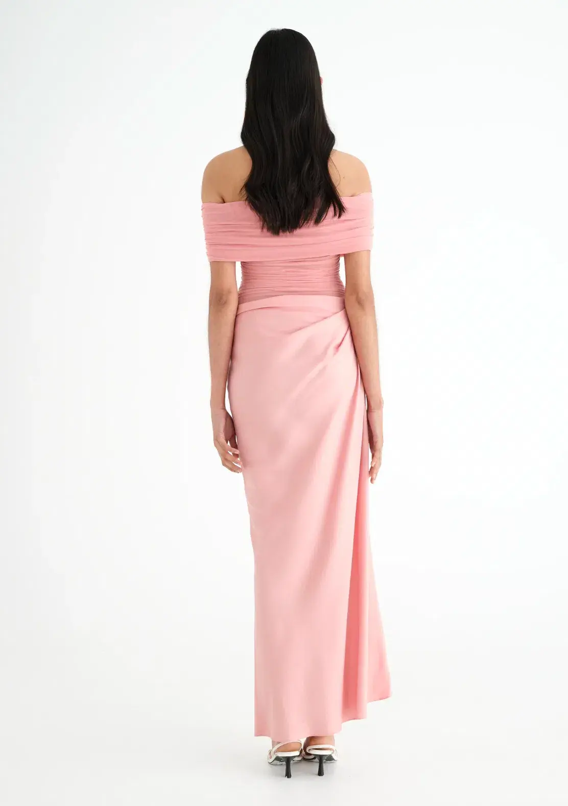 Benni Nico Off Shoulder Maxi Dress Candy Floss Size S/AU 8 - Image 3