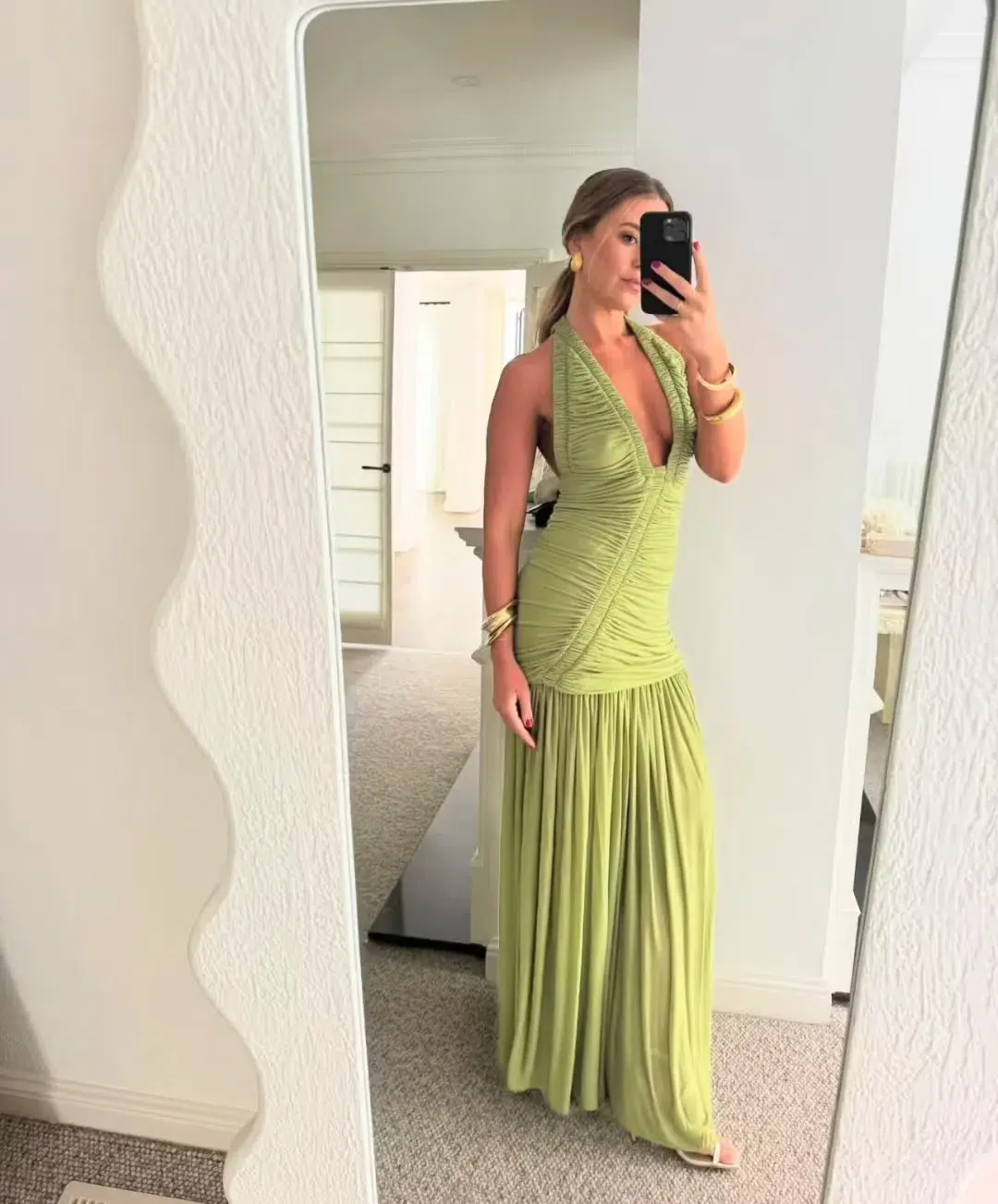 Christopher Esber Orion Gown Olive Green Size AU 10 - Image 2