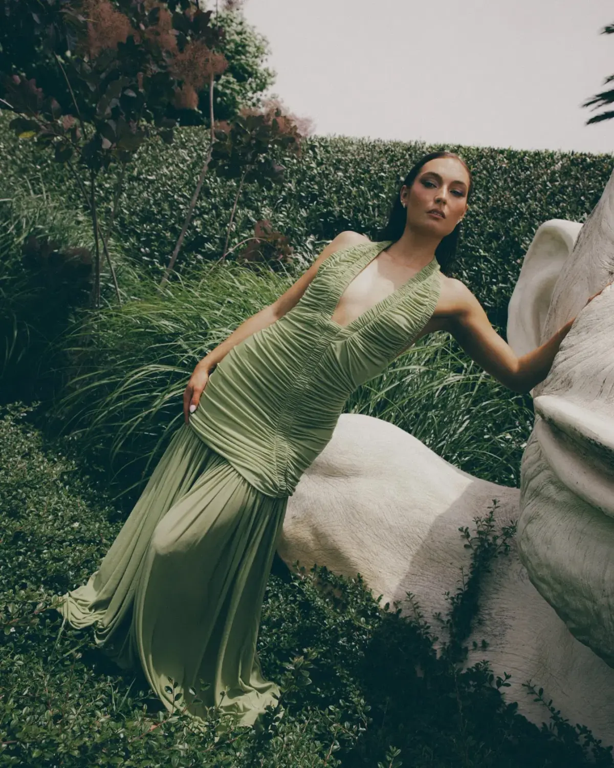 Christopher Esber Orion Gown Olive Green Size AU 10 - Image 4