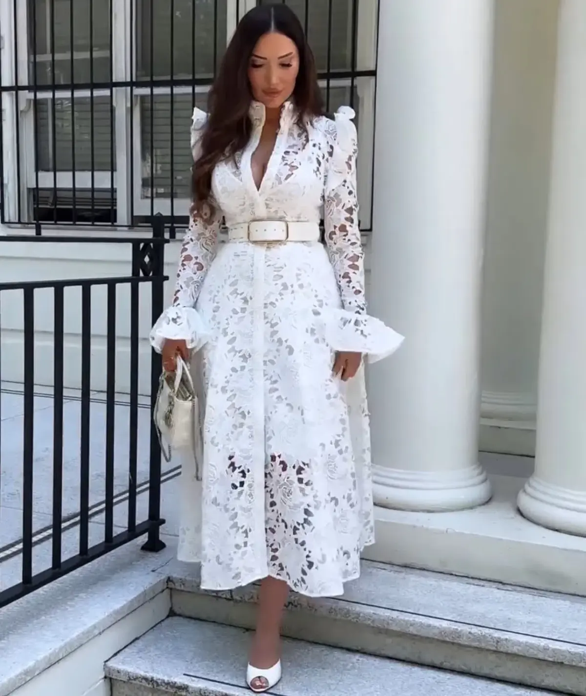 Leo Lin Aliyah Lace Butterfly Sleeve White Size AU 10 - Image 5