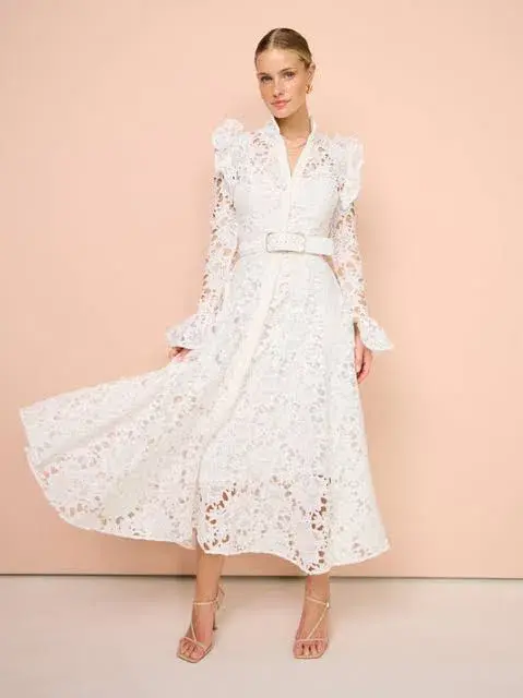 Leo Lin Aliyah Lace Butterfly Sleeve White Size AU 10 - Image 2