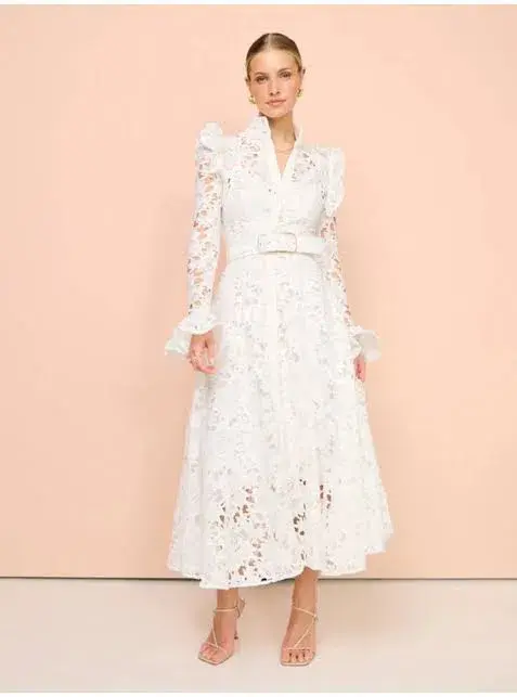 Leo Lin Aliyah Lace Butterfly Sleeve White Size AU 10 - Image 1