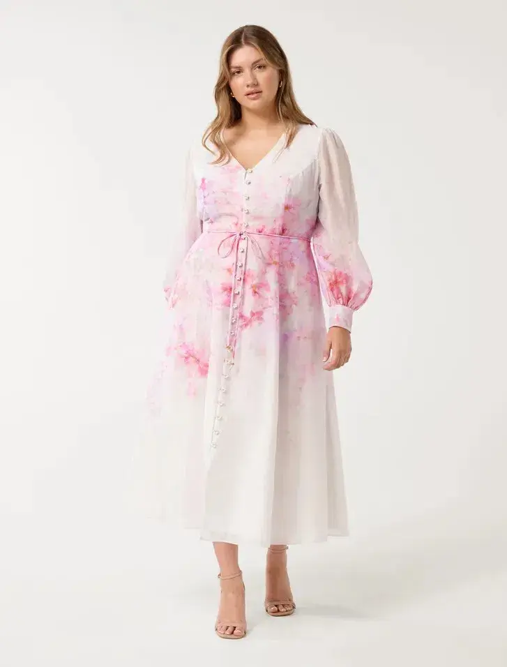 Forever New Kahlani Curve Long Sleeve Midi Dress size 16 - Image 1