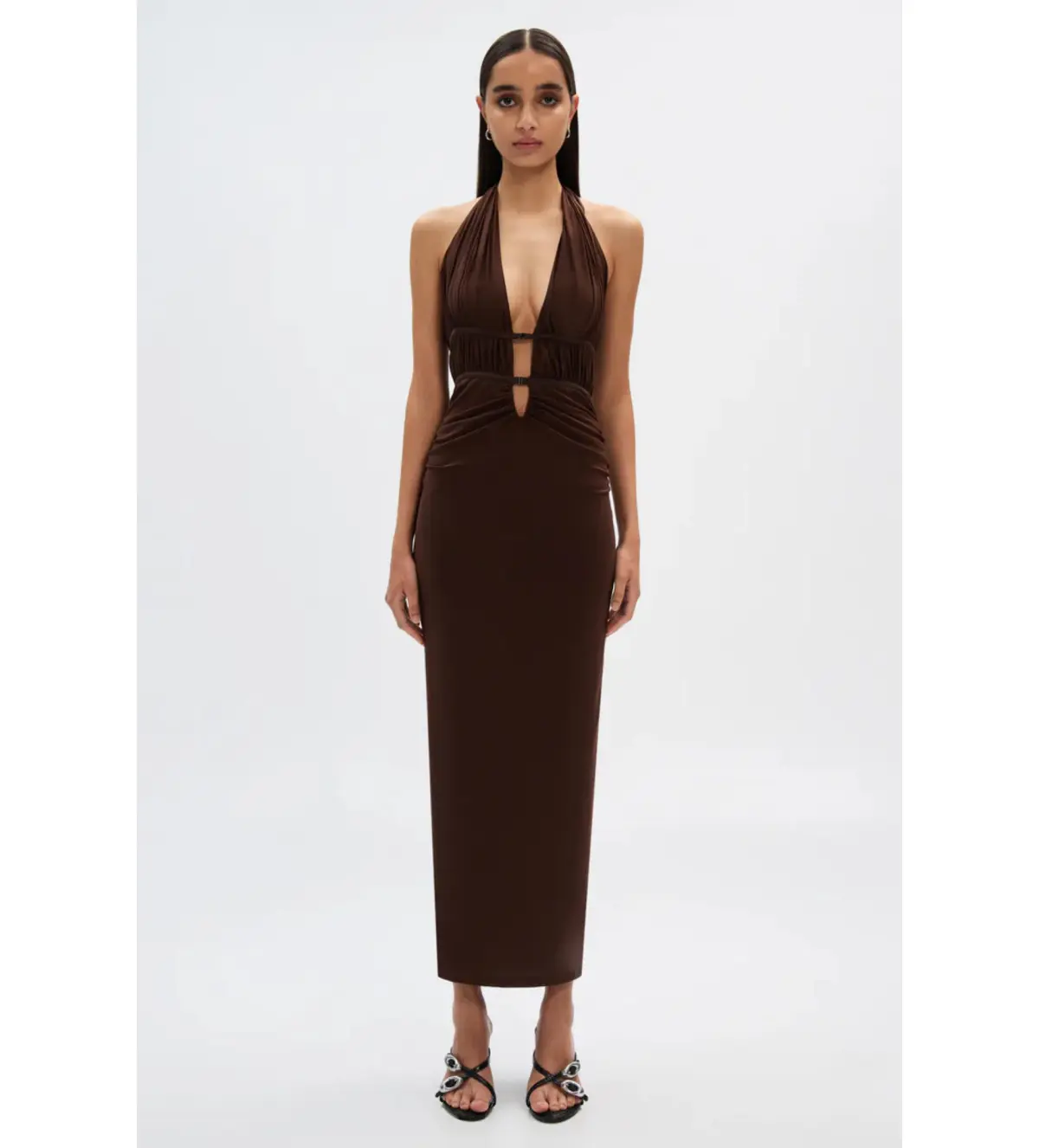 Misha Collection The Celine Dress in Mesh Espresso Brown M/ Size AU 10 - Image 1