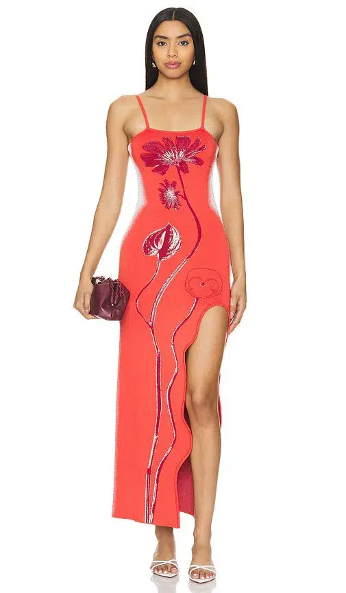 Ph5 Iris Flower Print Maxi Tank Red Size AU 8 - Image 1