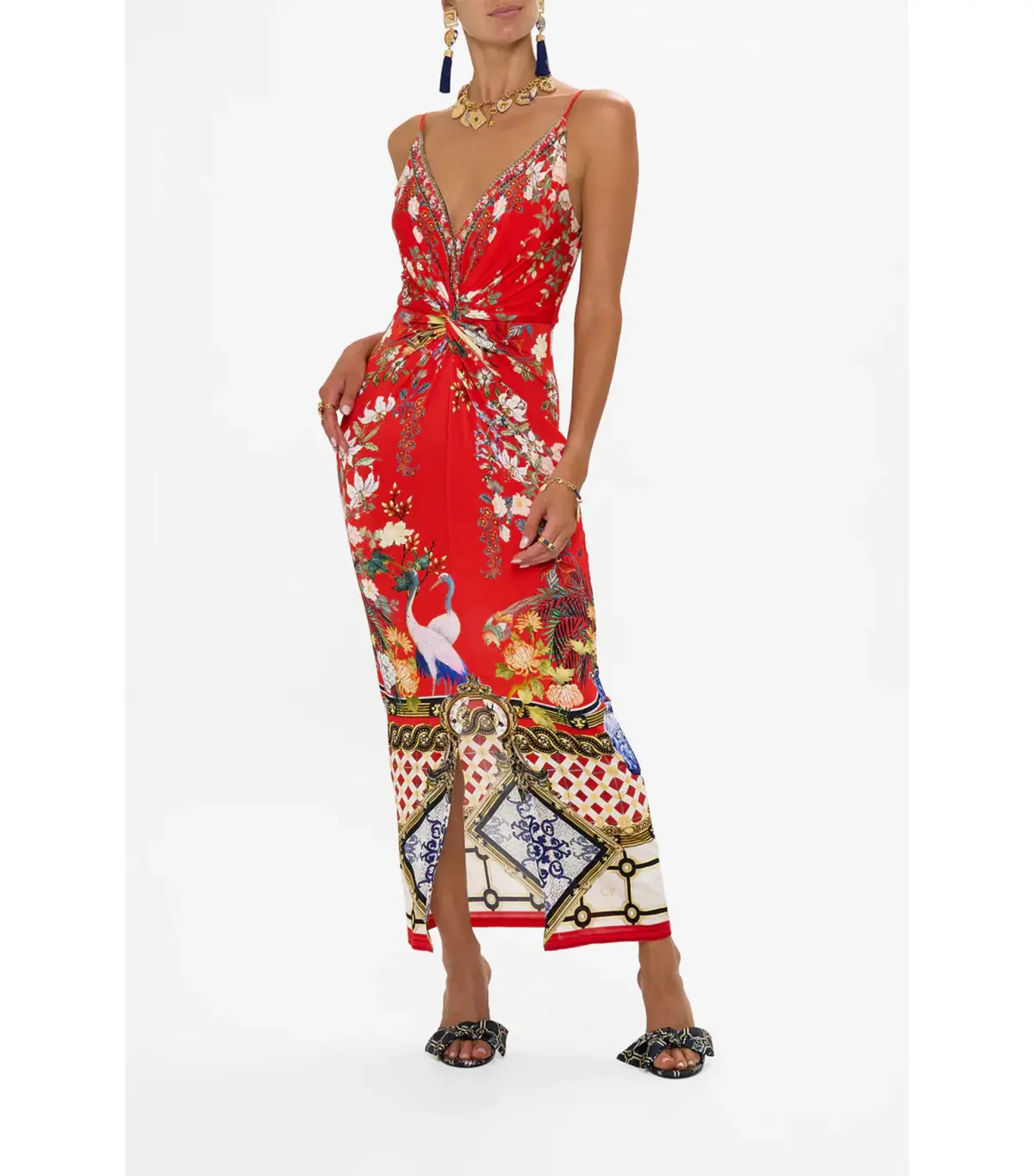 Camilla Strappy Dress With Twist Front Lisboa Luxe Size AU 8 - Image 1