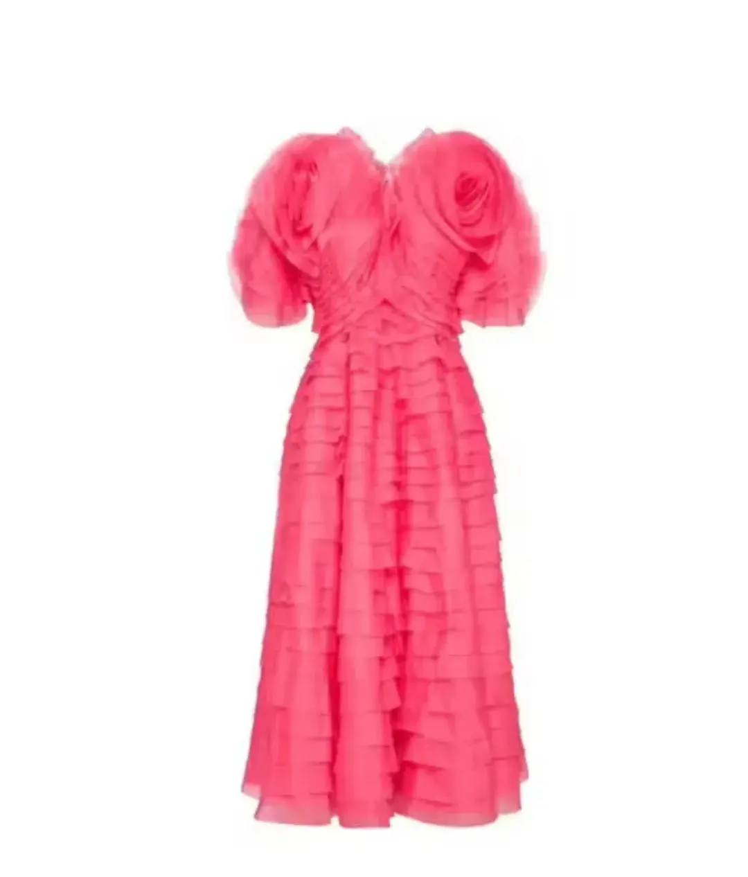 Aje Amour Ruffle Midi Dress Pink Size 4 for rent on The Volte - main image