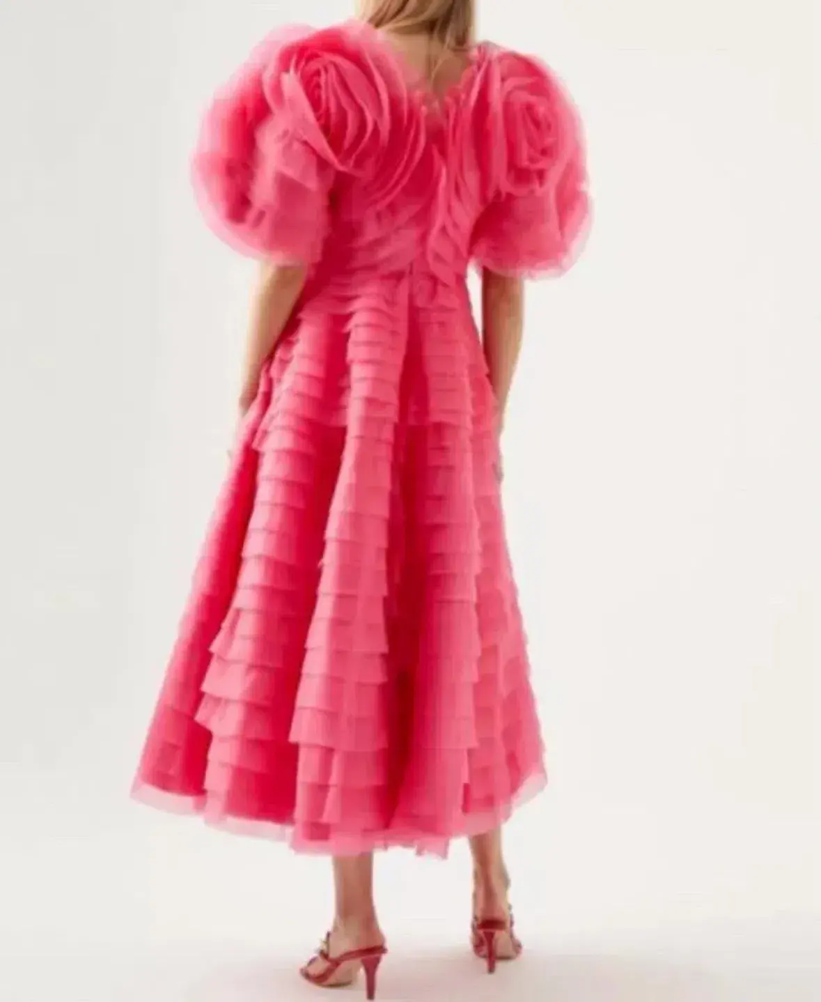 Aje Amour Ruffle Midi Dress Pink Size 4 - Image 4