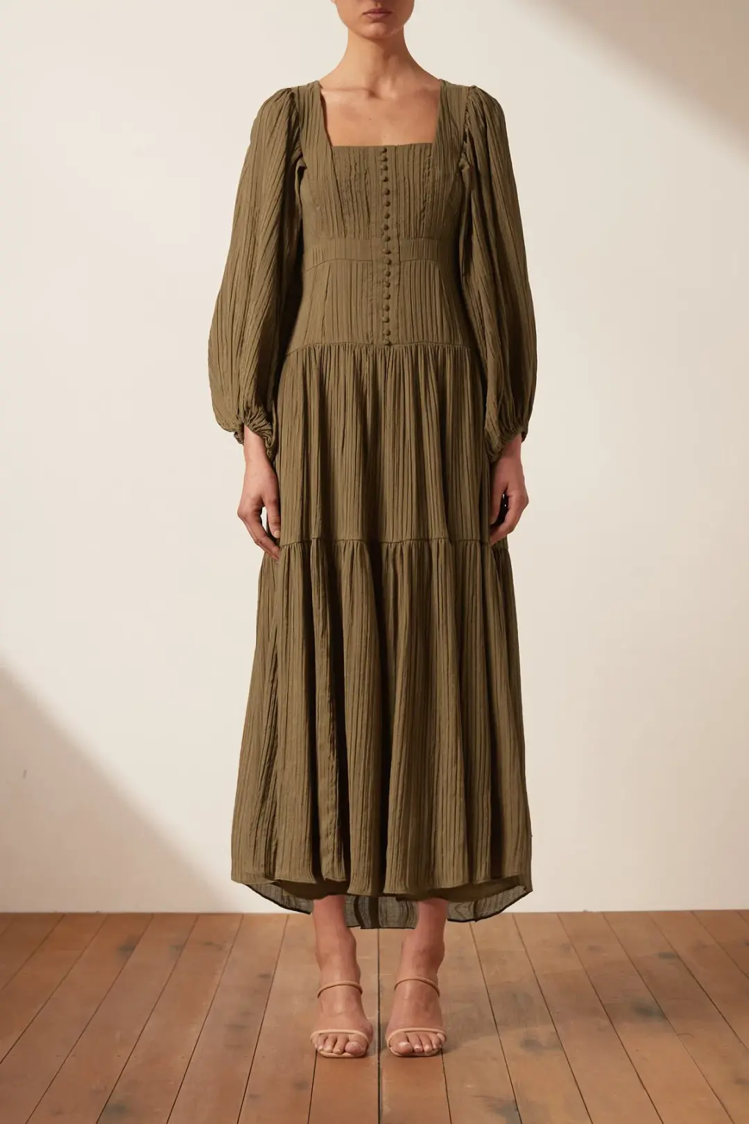 Shona Joy Mila Square Neck Midi Dress Size 6  for rent on The Volte - main image