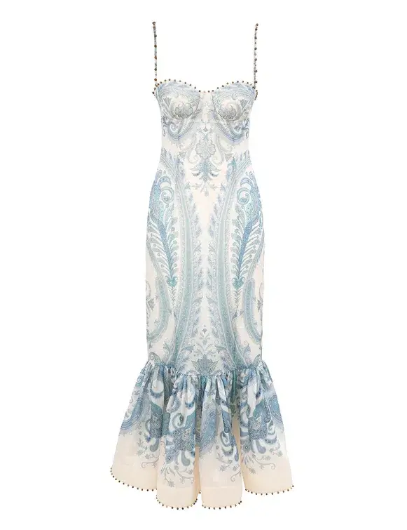 Zimmermann The Illuminate Gown in Turquoise Paisley Size 0 /Au 8 - Image 4