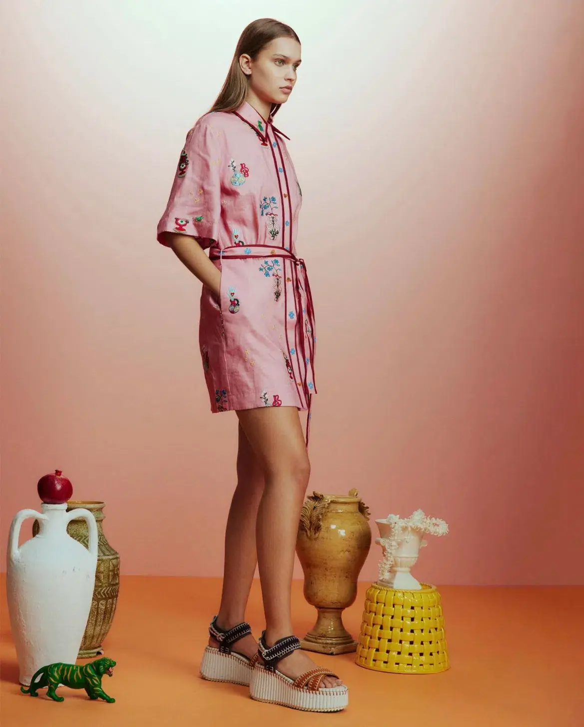 Alemais Timmy Embroidered Mini Dress Pink Size AU 14 - Image 2