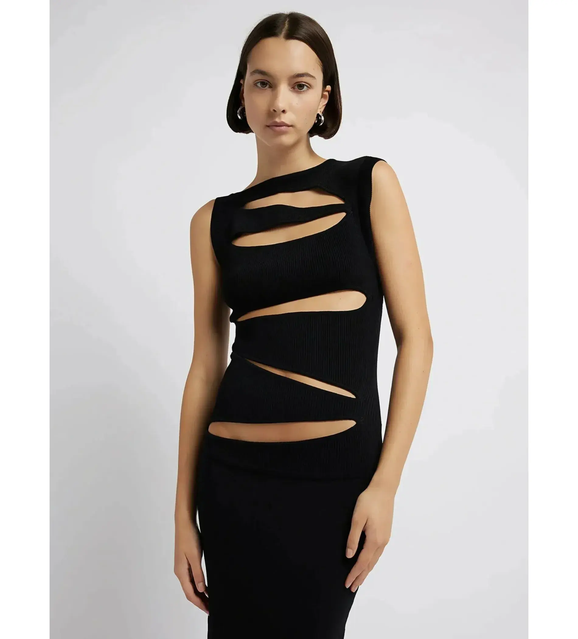 Christopher Esber Knitted Slashed Dress Black Size L / AU 12 - Image 3